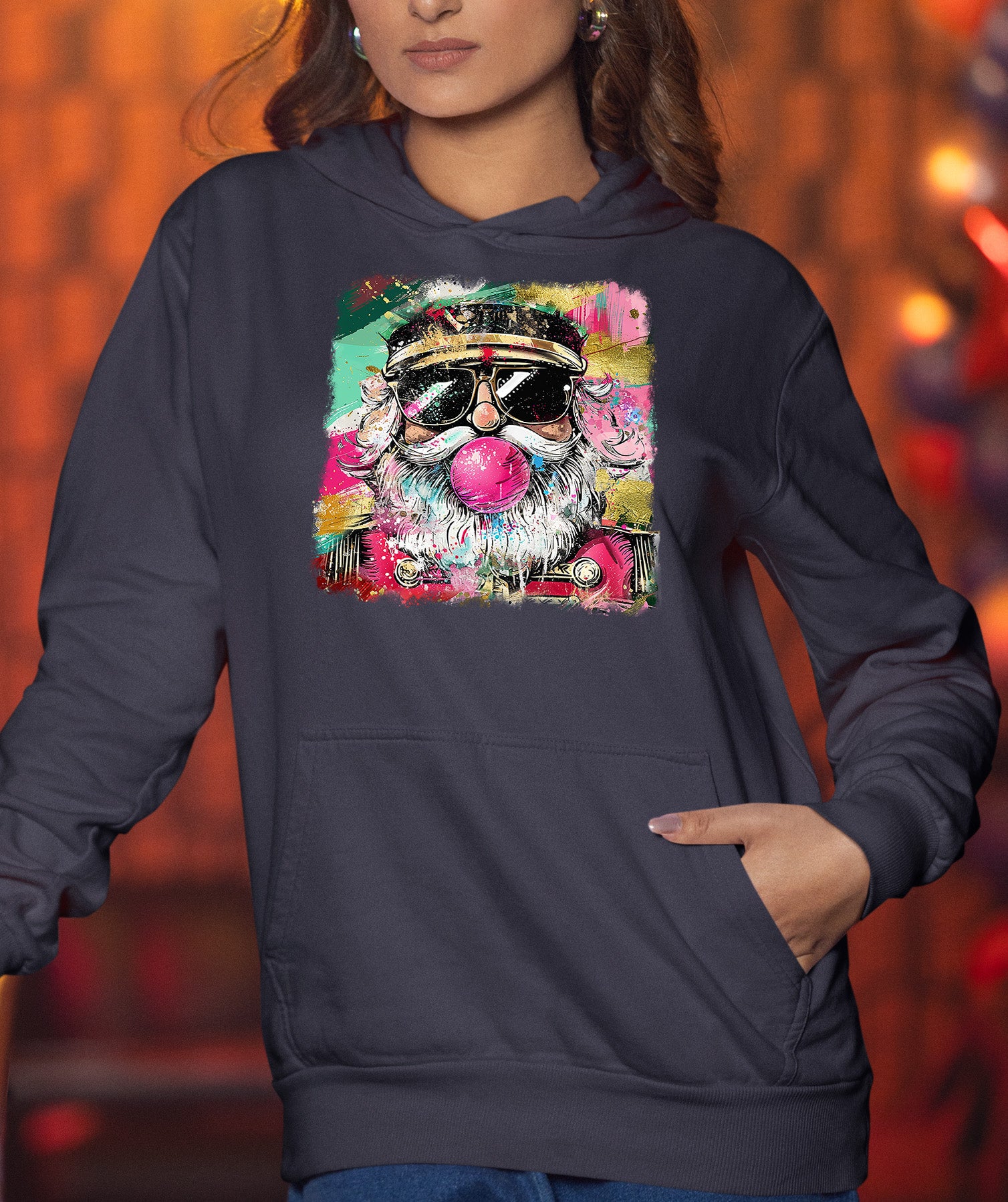 Santa Bubblegum Christmas Collectible - Holiday Gift for Santa Lovers, Festive Seasonal Item Hoodie