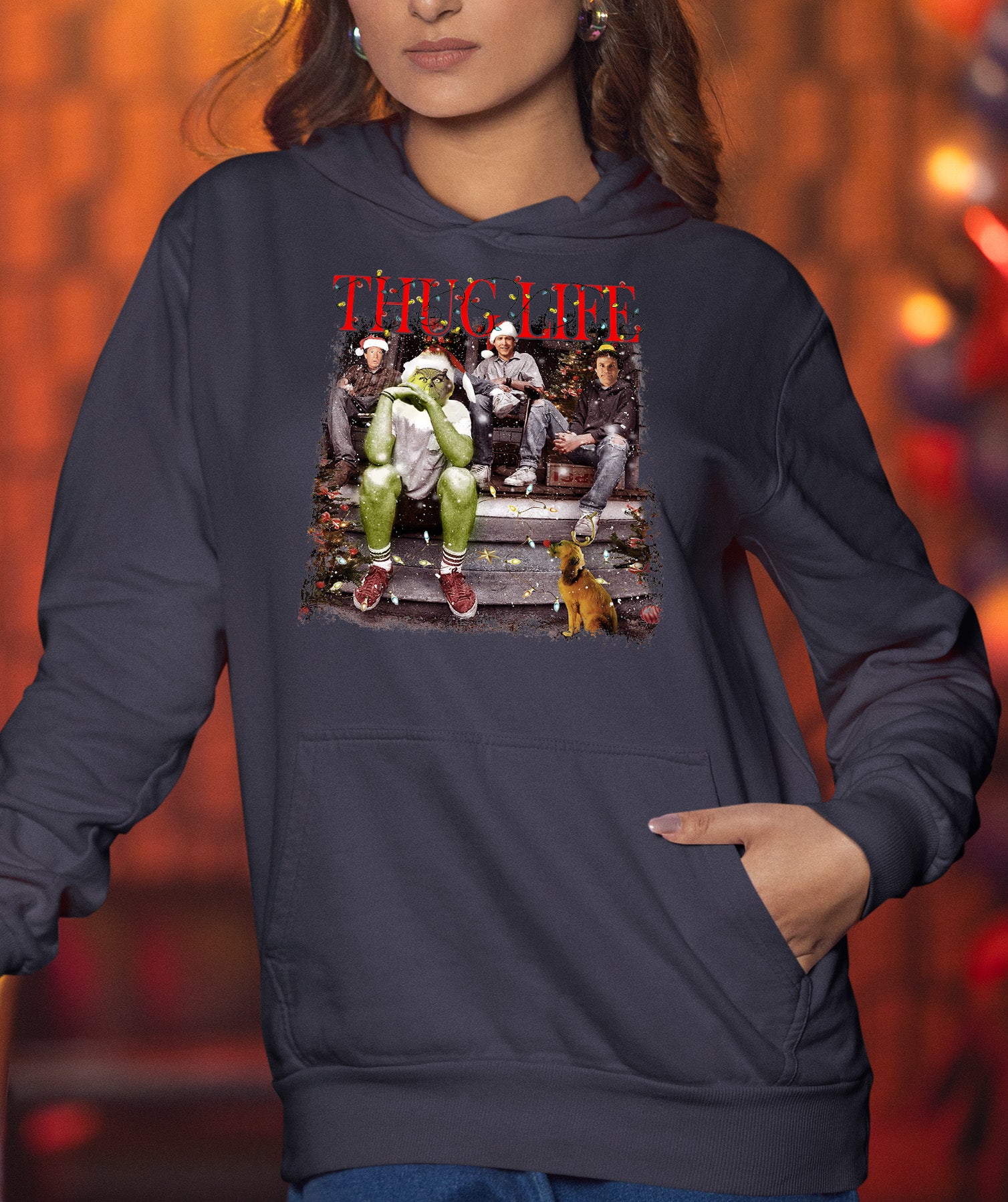 Christmas Thug Life House - Handmade Holiday Home Accent, Rustic Festive Gift Idea for Fans, Unique Xmas Keepsake Hoodie