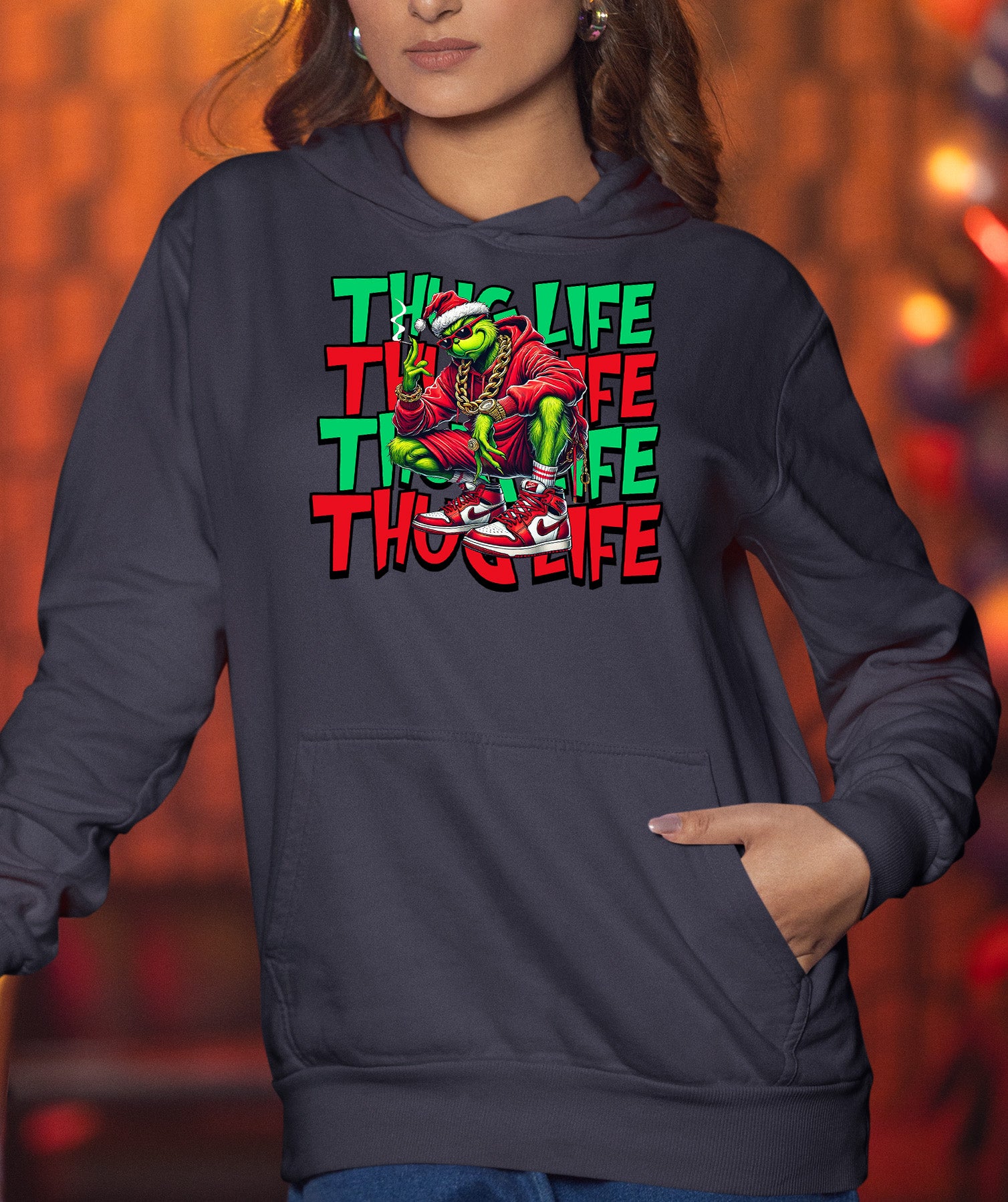 Christmas Thug Life x3 Graphic Artwork – Festive Holiday Humor for the Season Hoodie