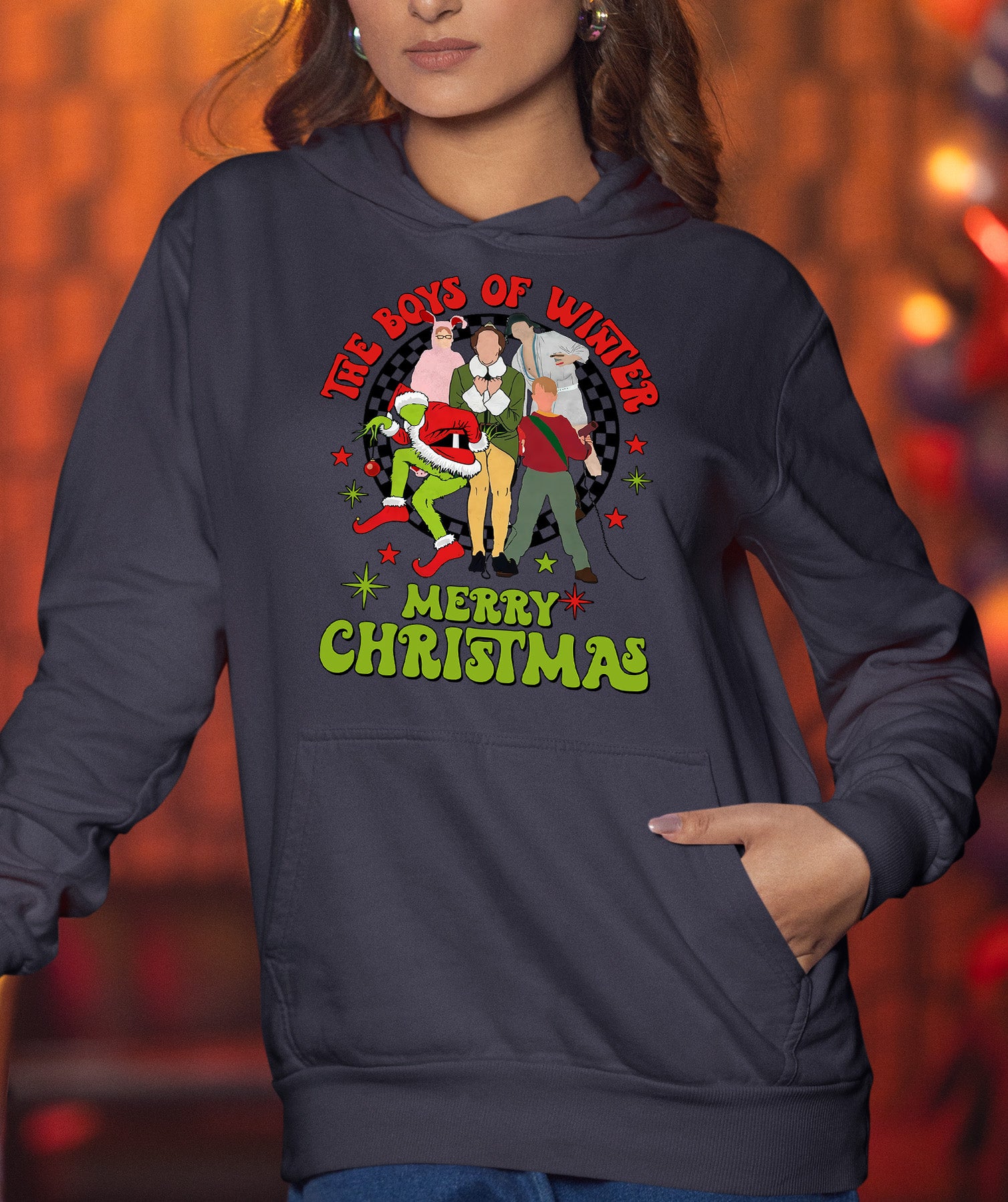The Boys of Winter - Festive Christmas Theme for Him, Snowy Night Spirit, Holiday Gift Idea Hoodie