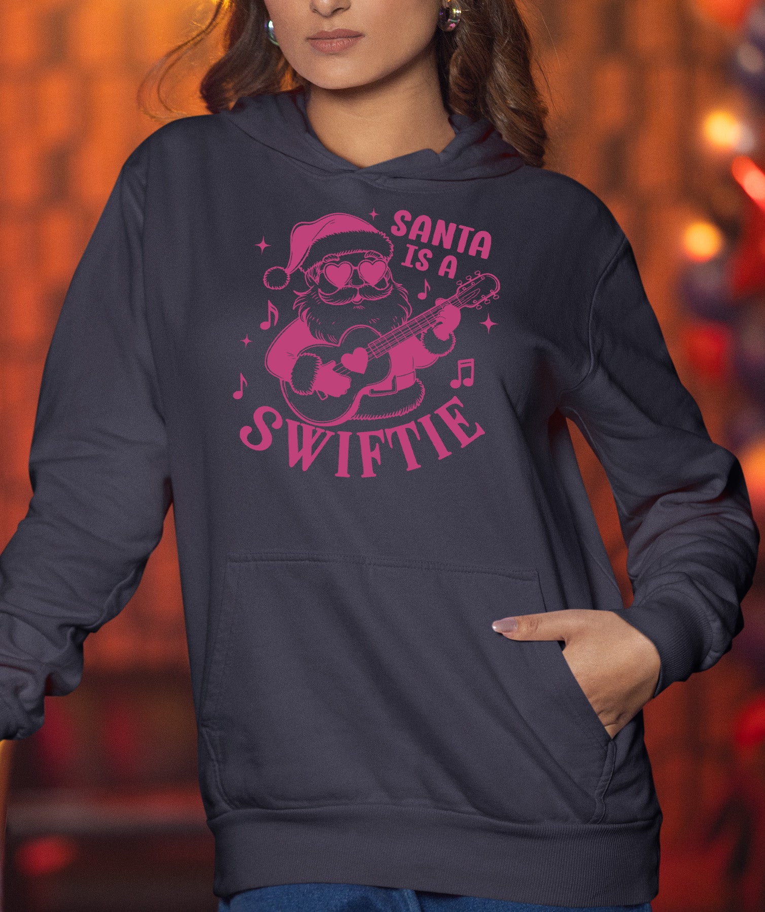 Santa is a Swiftie Christmas Gift Idea for Music Lovers - Festive Santa Theme, Holiday Joy Hoodie