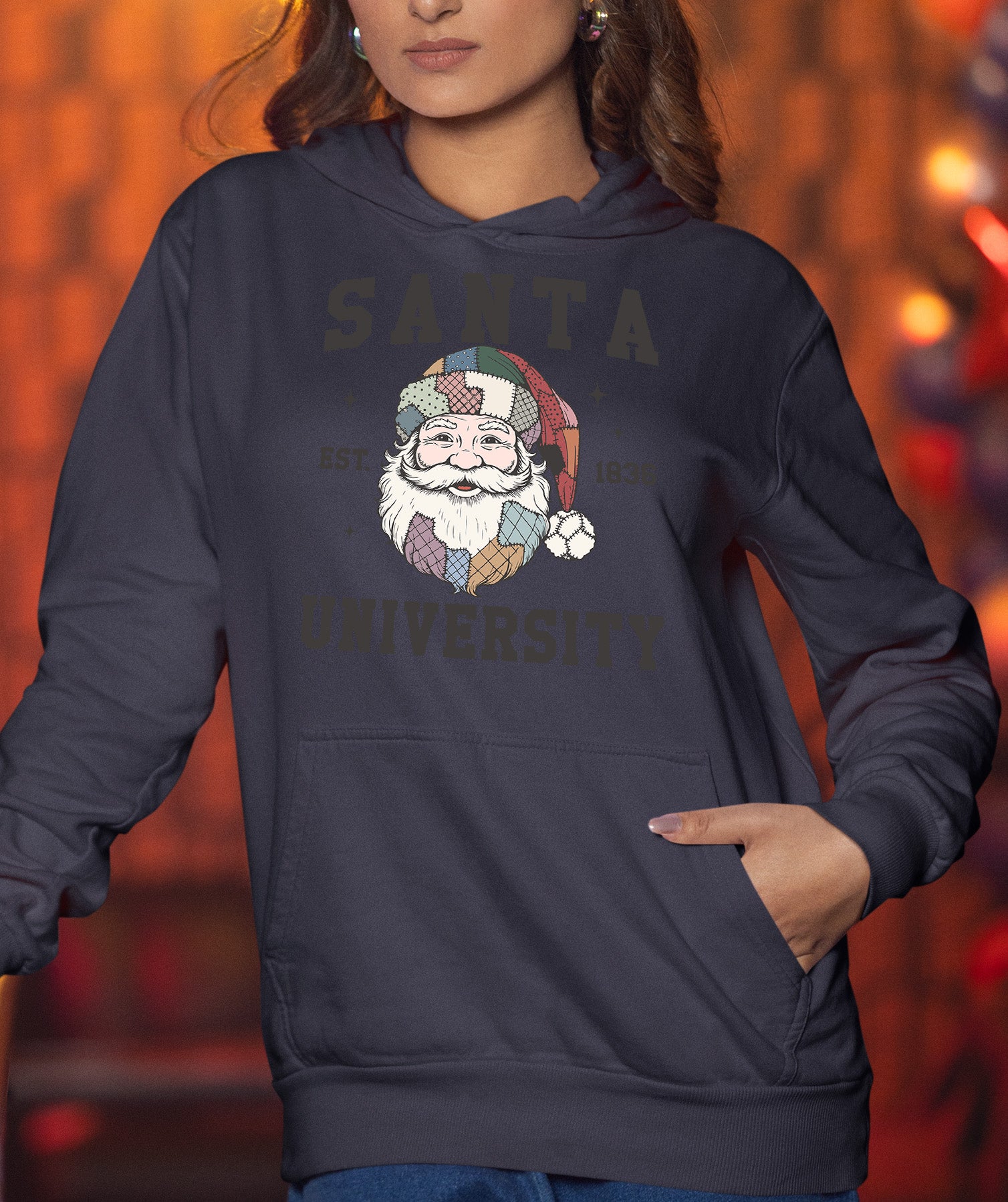 Santa University Christmas Collection, Santa Claus Gift, North Pole Education Theme, Festive Holiday Cheer Hoodie