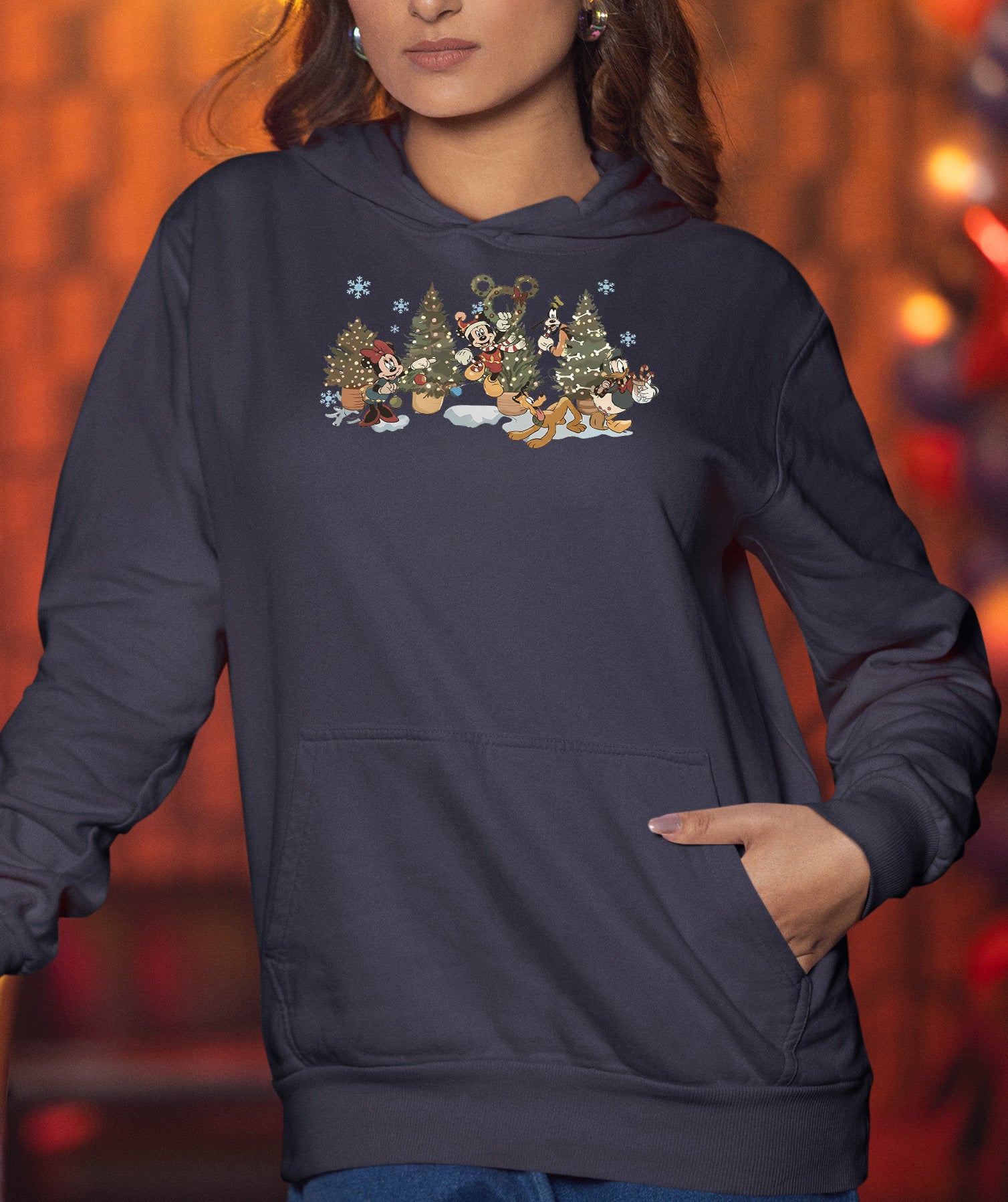 Vintage Christmas Fairytale Retro Style - Yuletide Nostalgia, Cozy Holiday Vintage Theme Hoodie