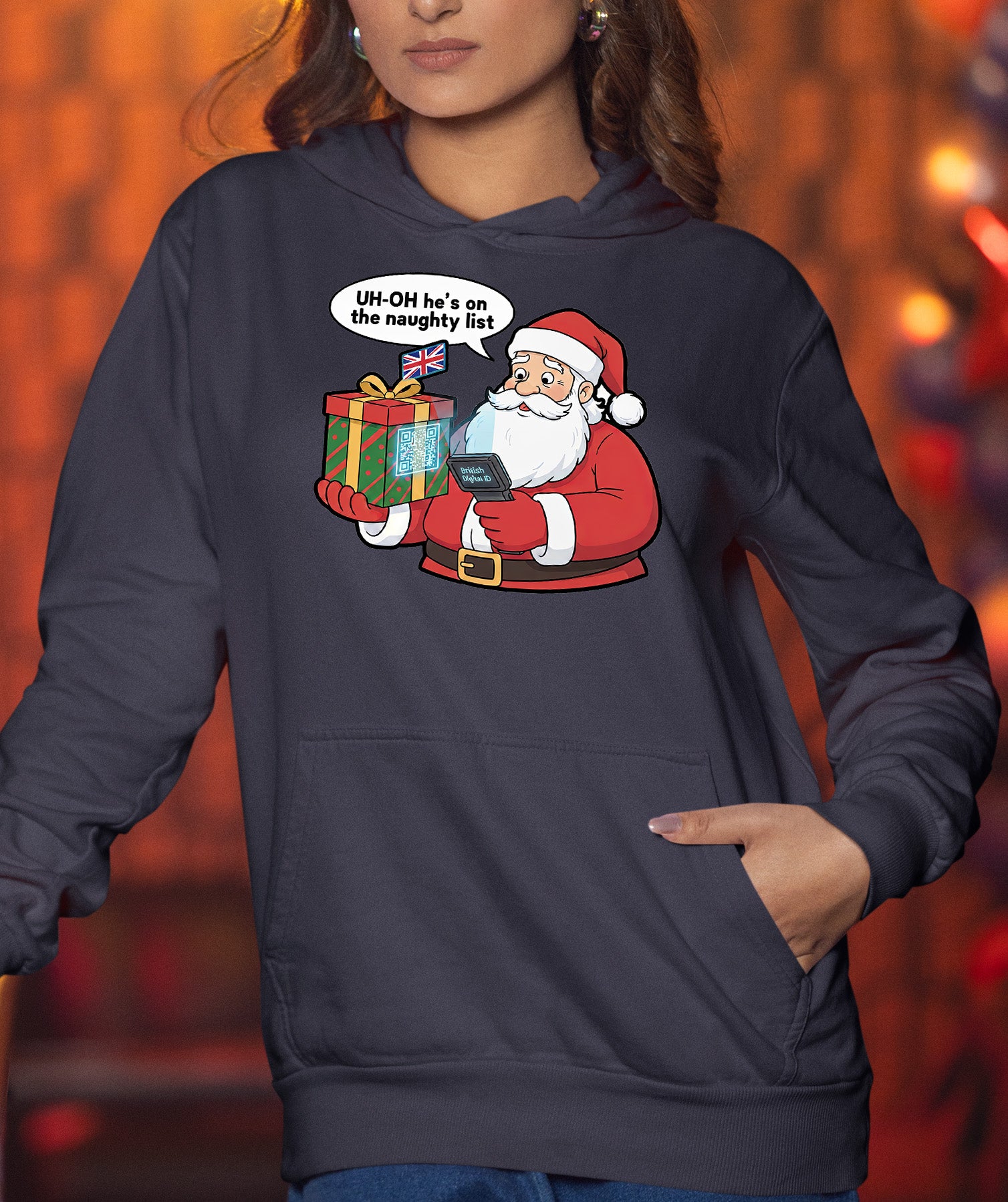 Digital ID Christmas Theme, Festive Identity Template, Holiday Branding Mockup, Editable Badge for Seasonal Greetings Hoodie