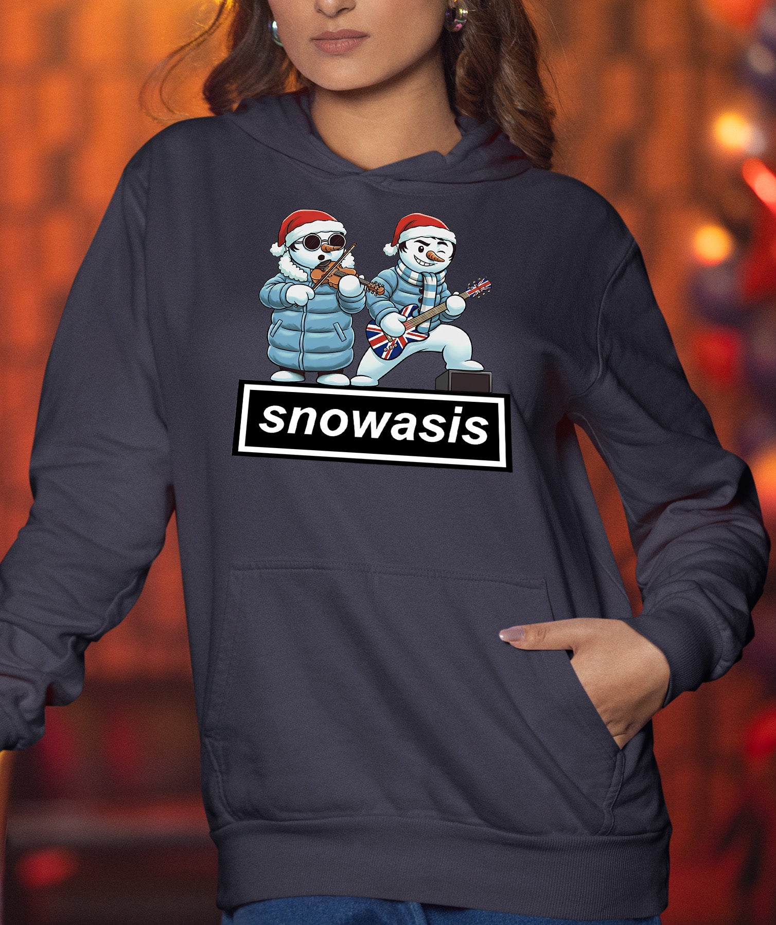 Snowasis Guitar and Violin Christmas Theme - Festive Gift for Music Lovers, Holiday Cheer, Unique Seasonal Accessory Hoodie