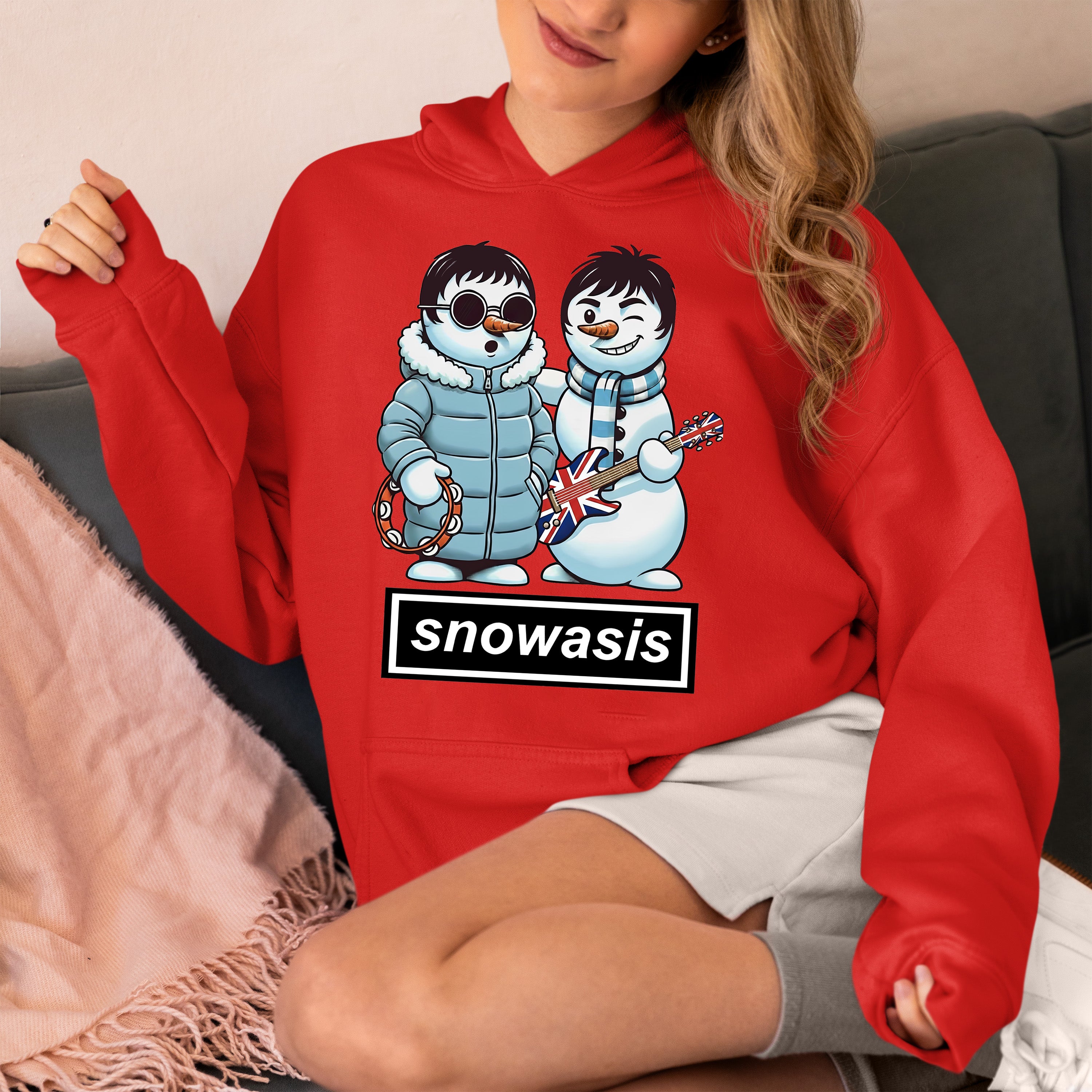 Snowasis Snowmen Guitar Christmas Charm - Whimsical Holiday Keepsake Hoodie