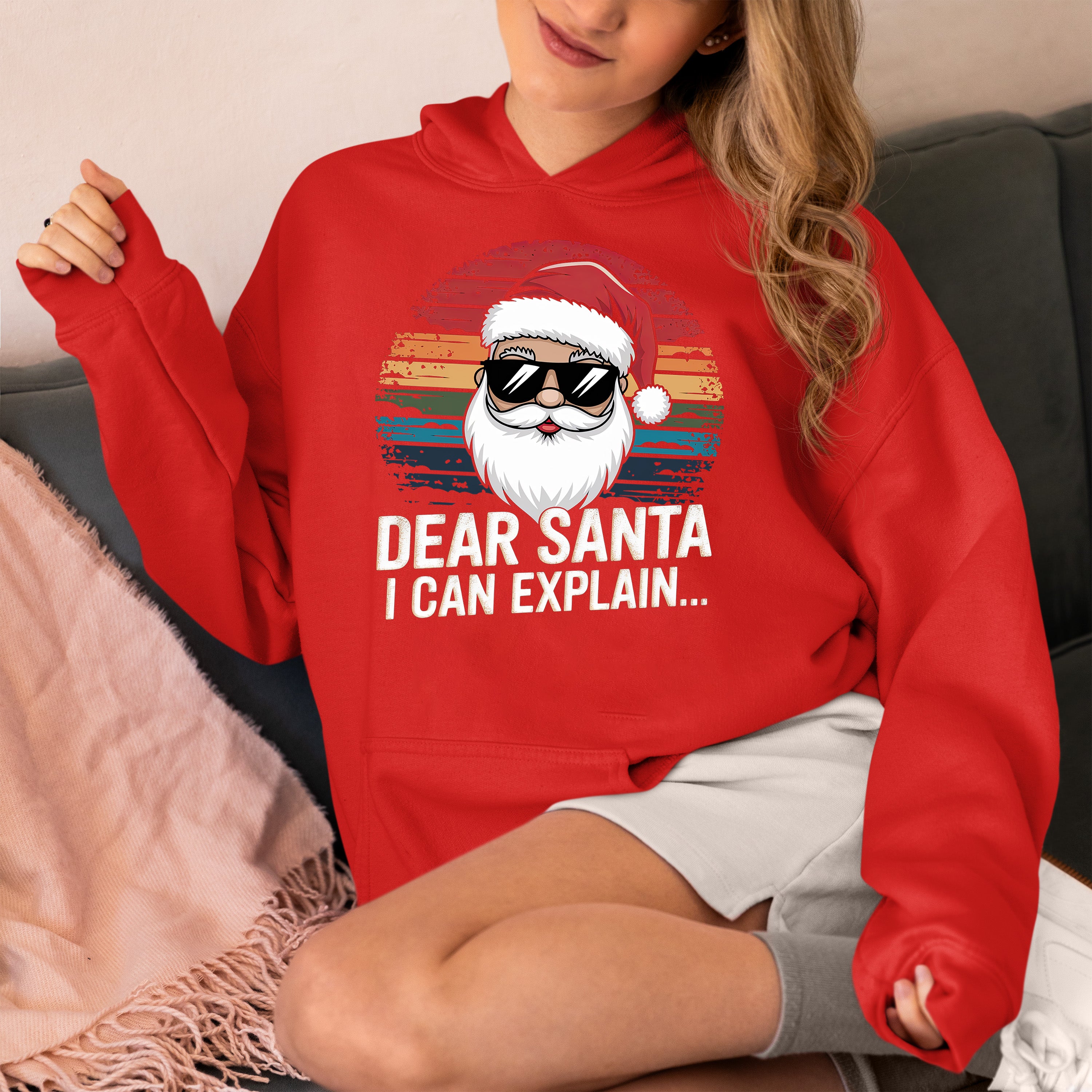 Dear Santa I Can Explain - Funny Christmas Gift Quote for Holiday Cheer & Santa Humor Hoodie