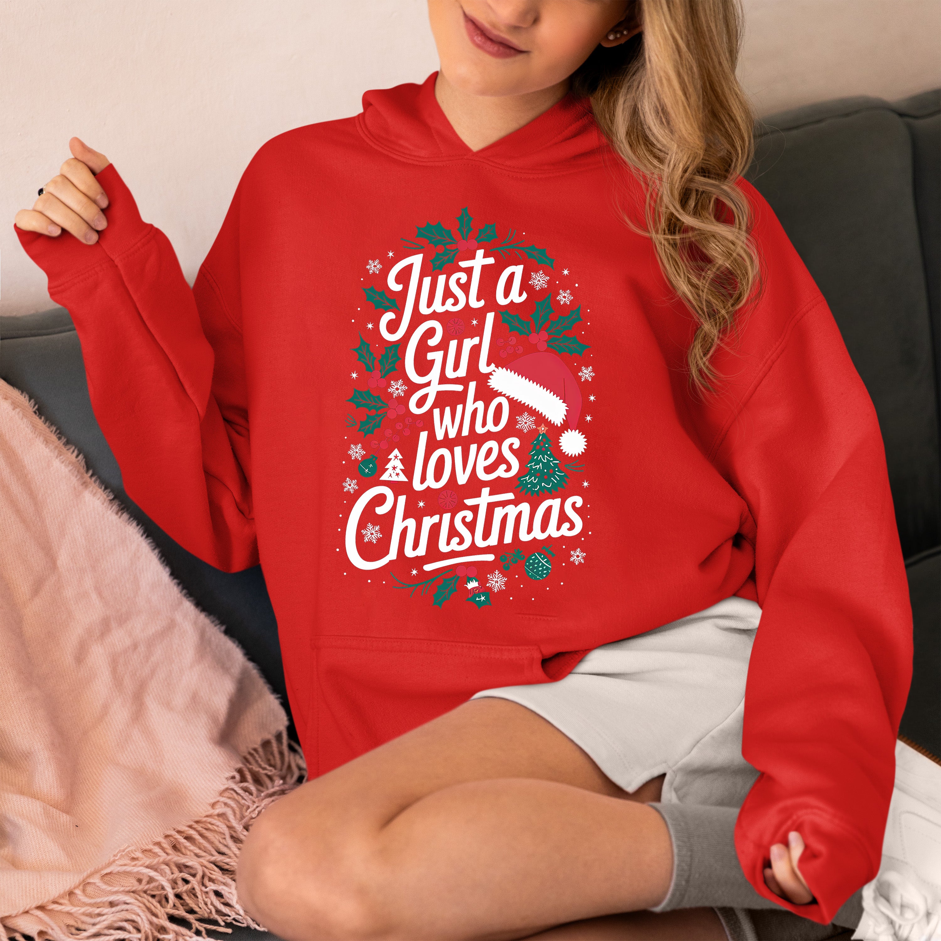 Just a Girl Who Loves Christmas - Festive, Cozy Christmas Theme for Her - Holiday Cheer Keepsake Accessory Hoodie