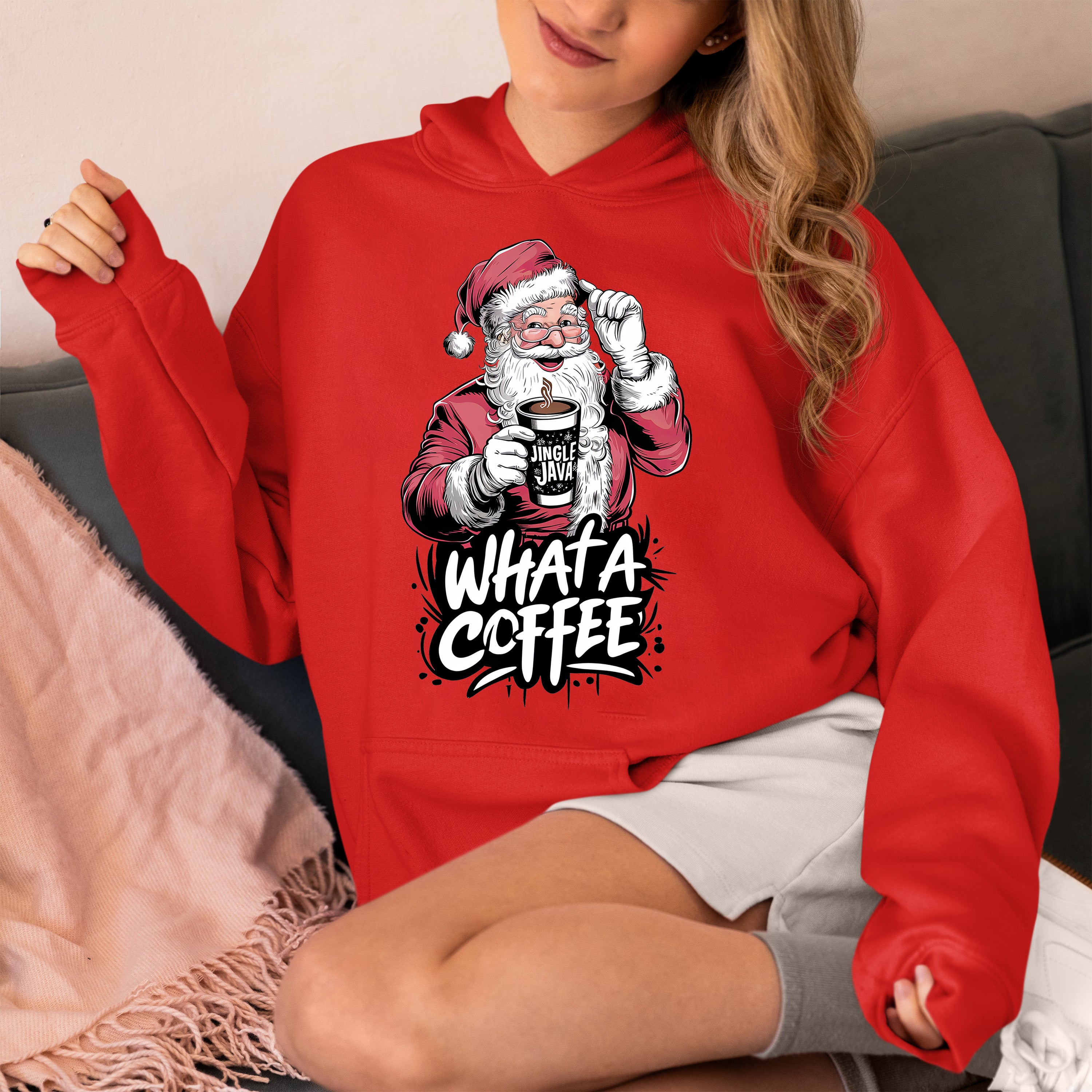What a Coffee Christmas Mug - Festive Holiday Caffeine Quote Gift for Coffee Lovers Hoodie