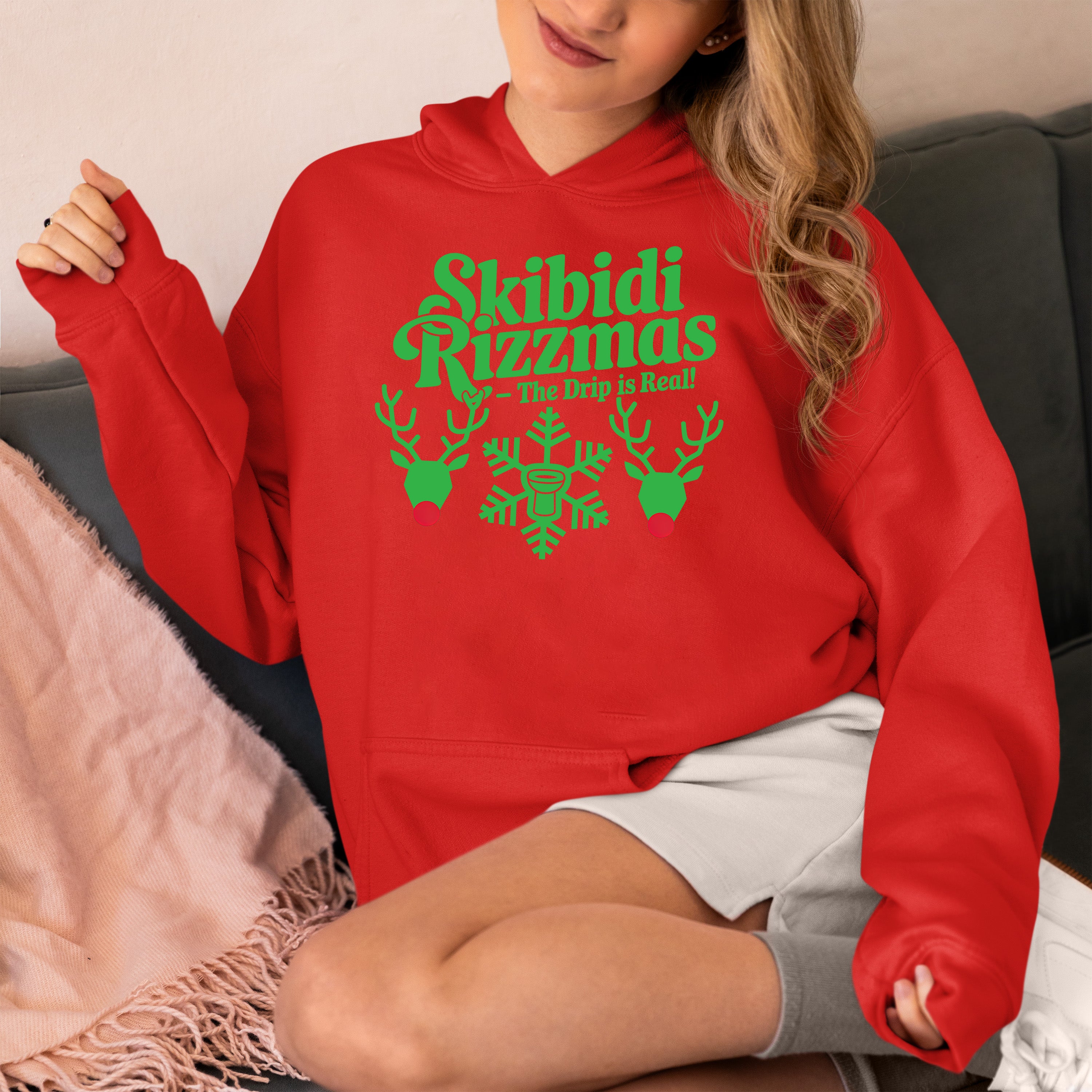 Skibidi Rizzman Christmas Character - Festive Holiday Cheer for Fans, Whimsical Seasonal Gift Idea Hoodie