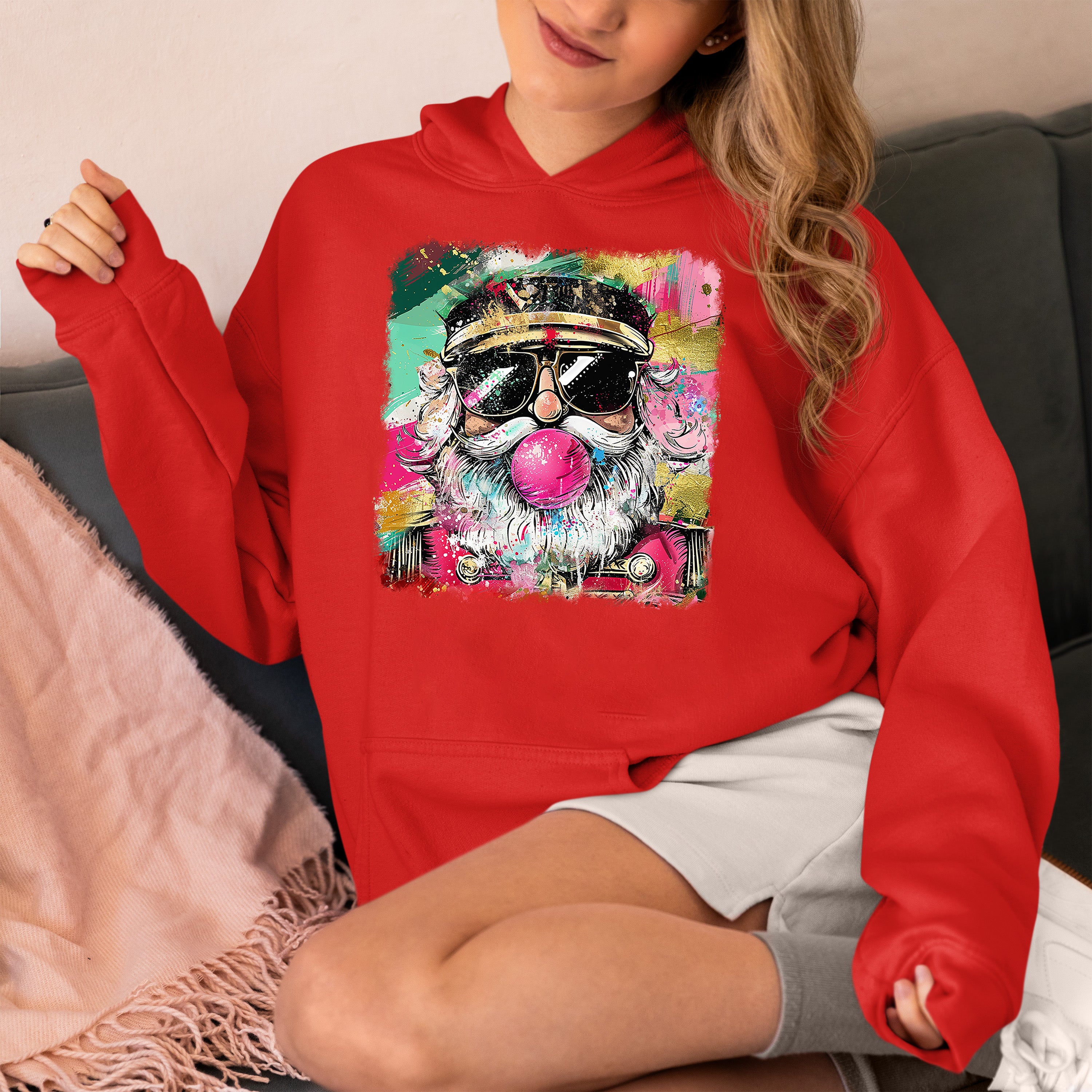 Santa Bubblegum Christmas Collectible - Holiday Gift for Santa Lovers, Festive Seasonal Item Hoodie