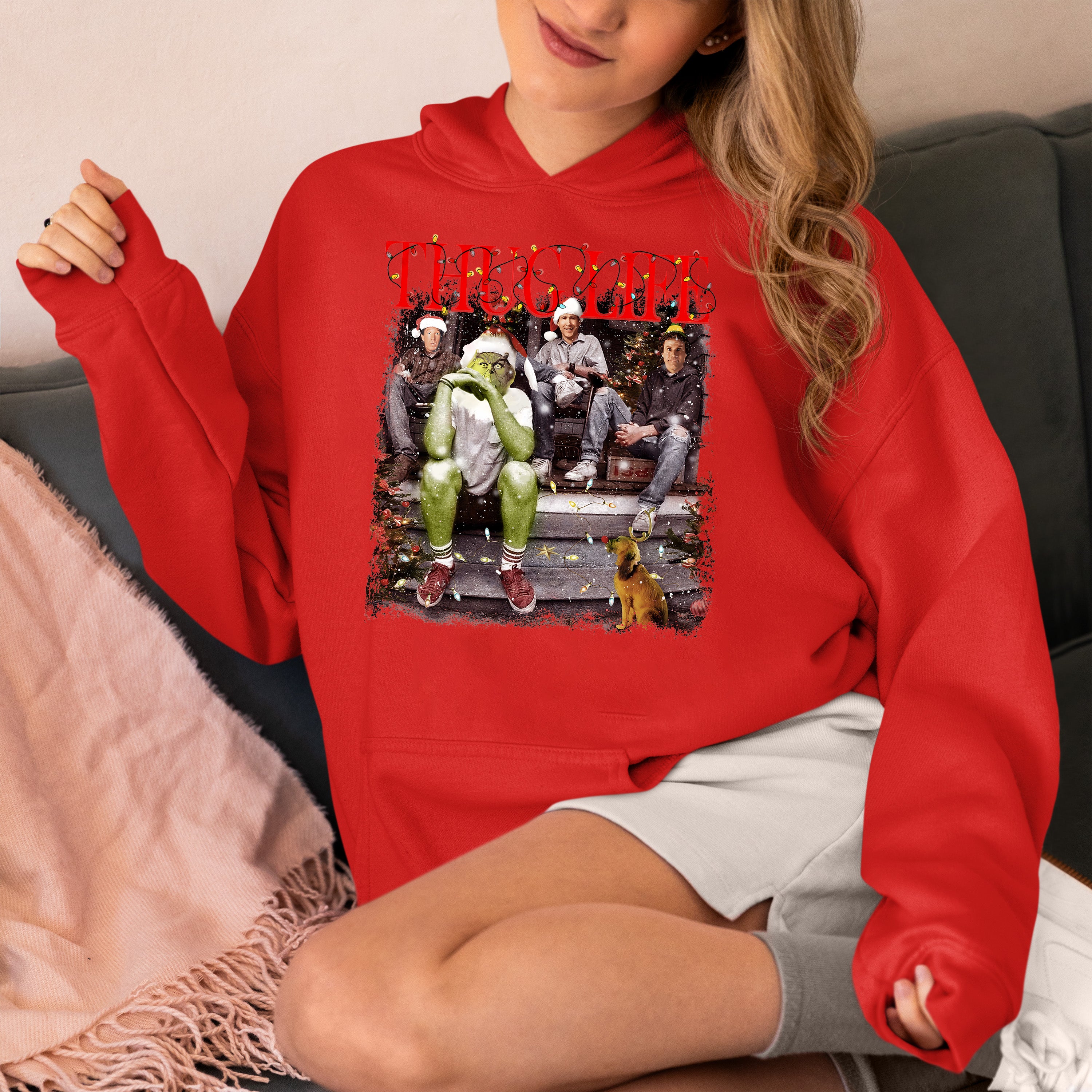 Christmas Thug Life House - Handmade Holiday Home Accent, Rustic Festive Gift Idea for Fans, Unique Xmas Keepsake Hoodie