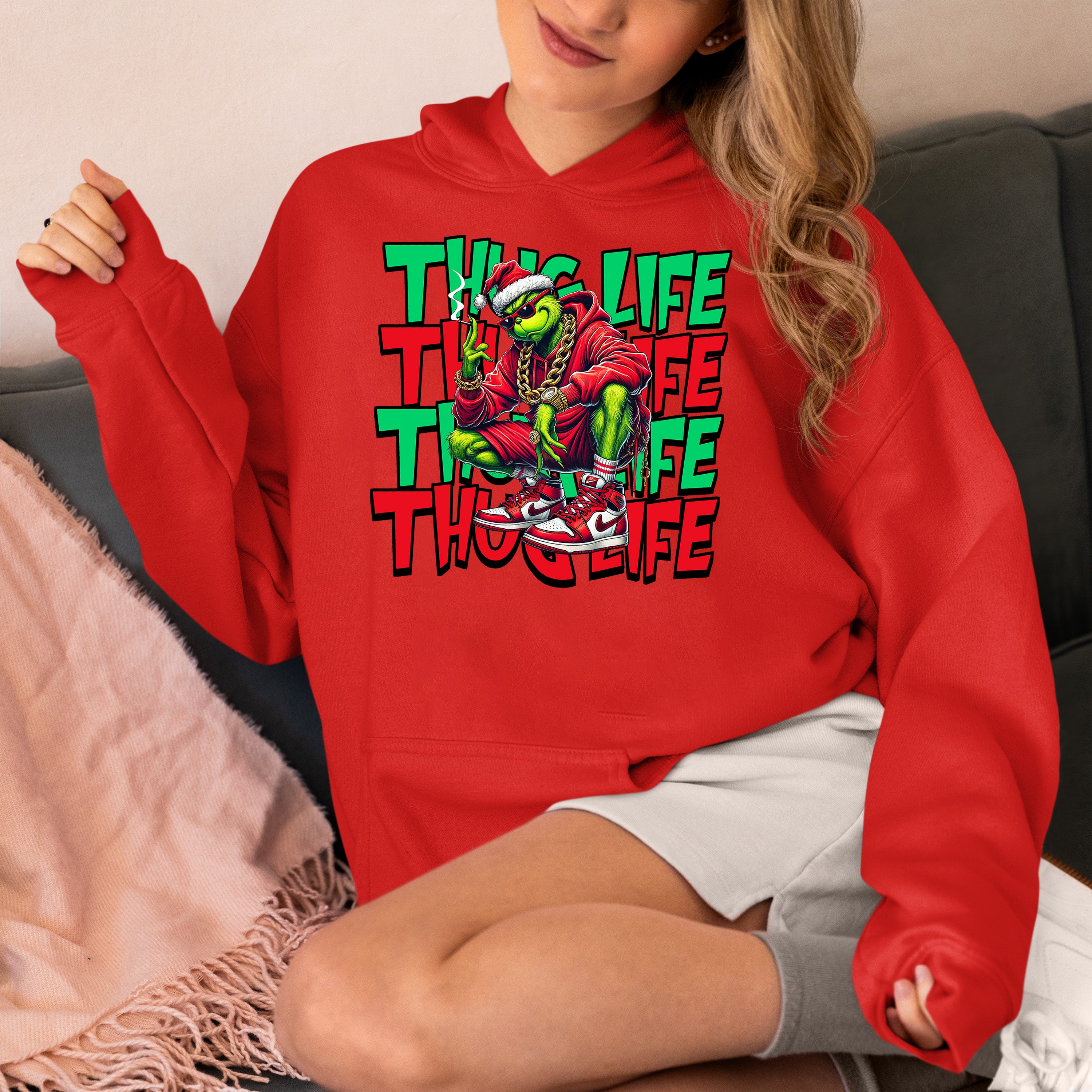 Christmas Thug Life x3 Graphic Artwork – Festive Holiday Humor for the Season Hoodie