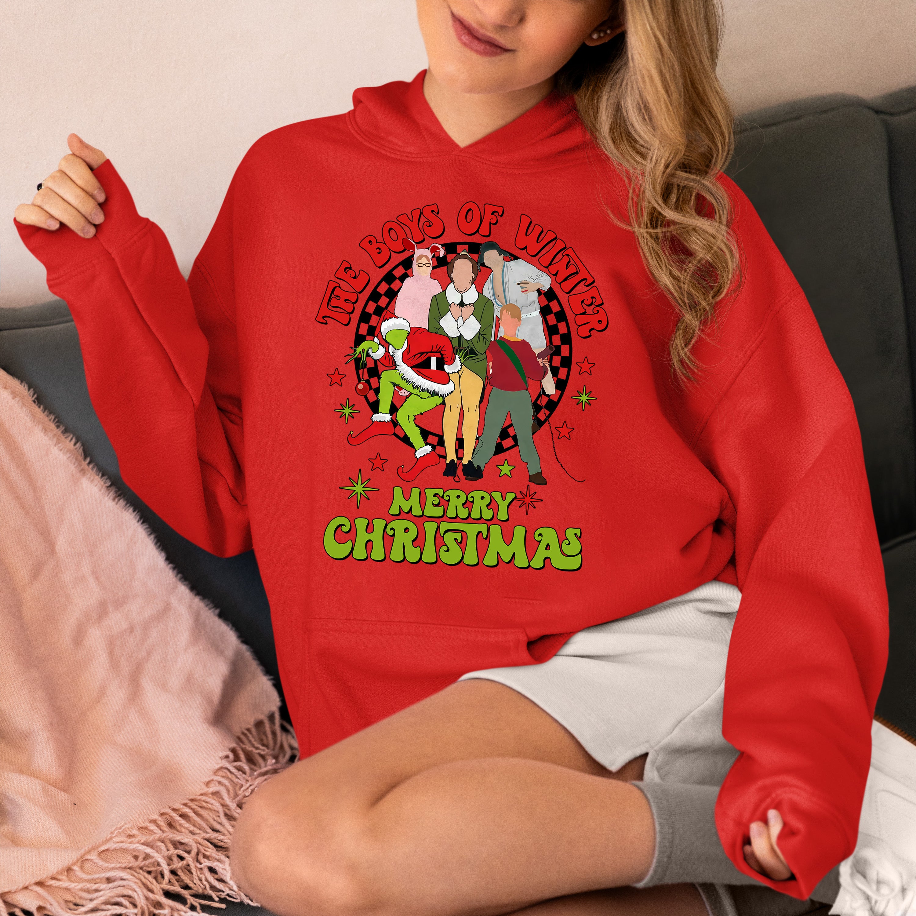 The Boys of Winter - Festive Christmas Theme for Him, Snowy Night Spirit, Holiday Gift Idea Hoodie