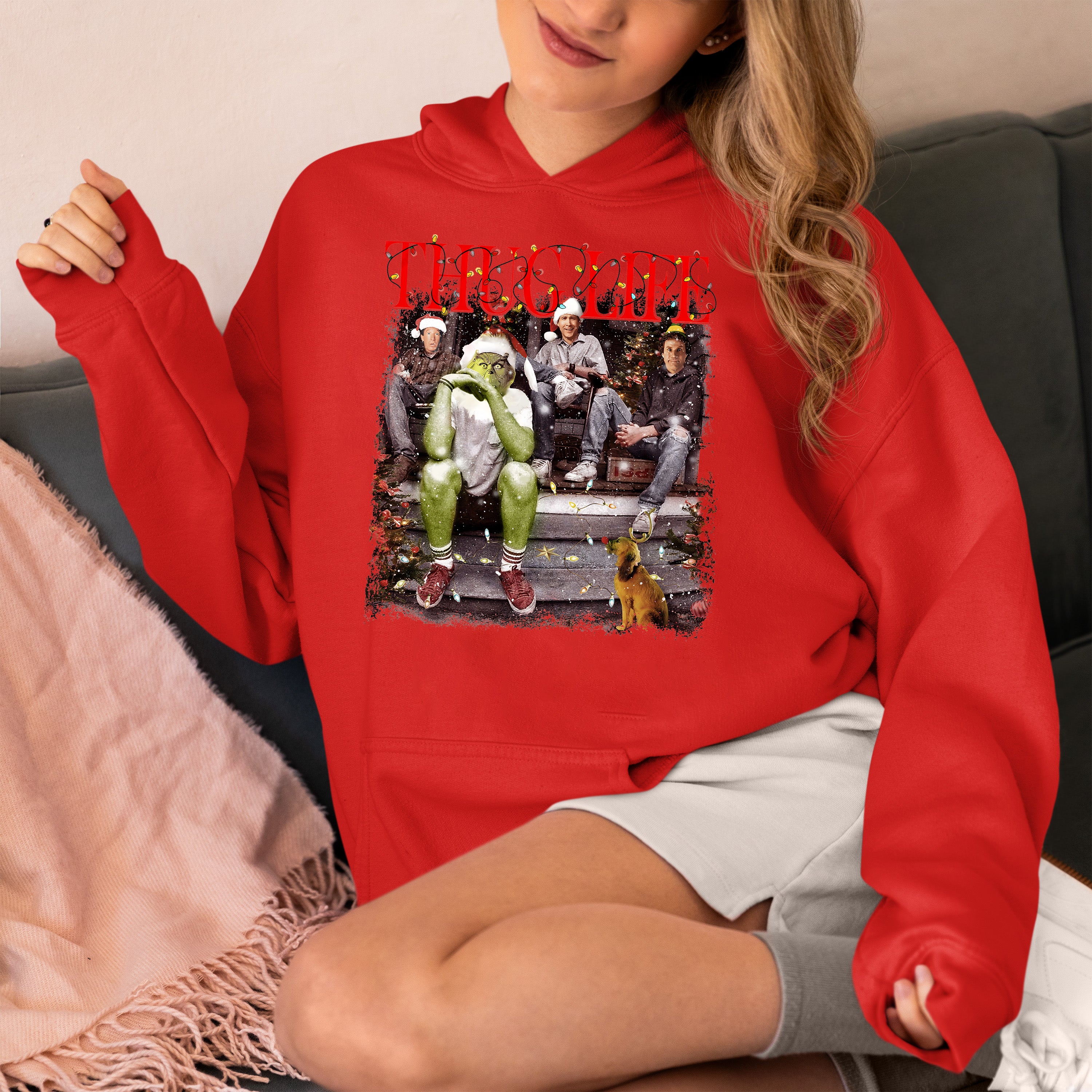 Christmas Thug Life Grinch Porch Sign - Funny Grinch Themed Holiday Welcome for Porch Hoodie