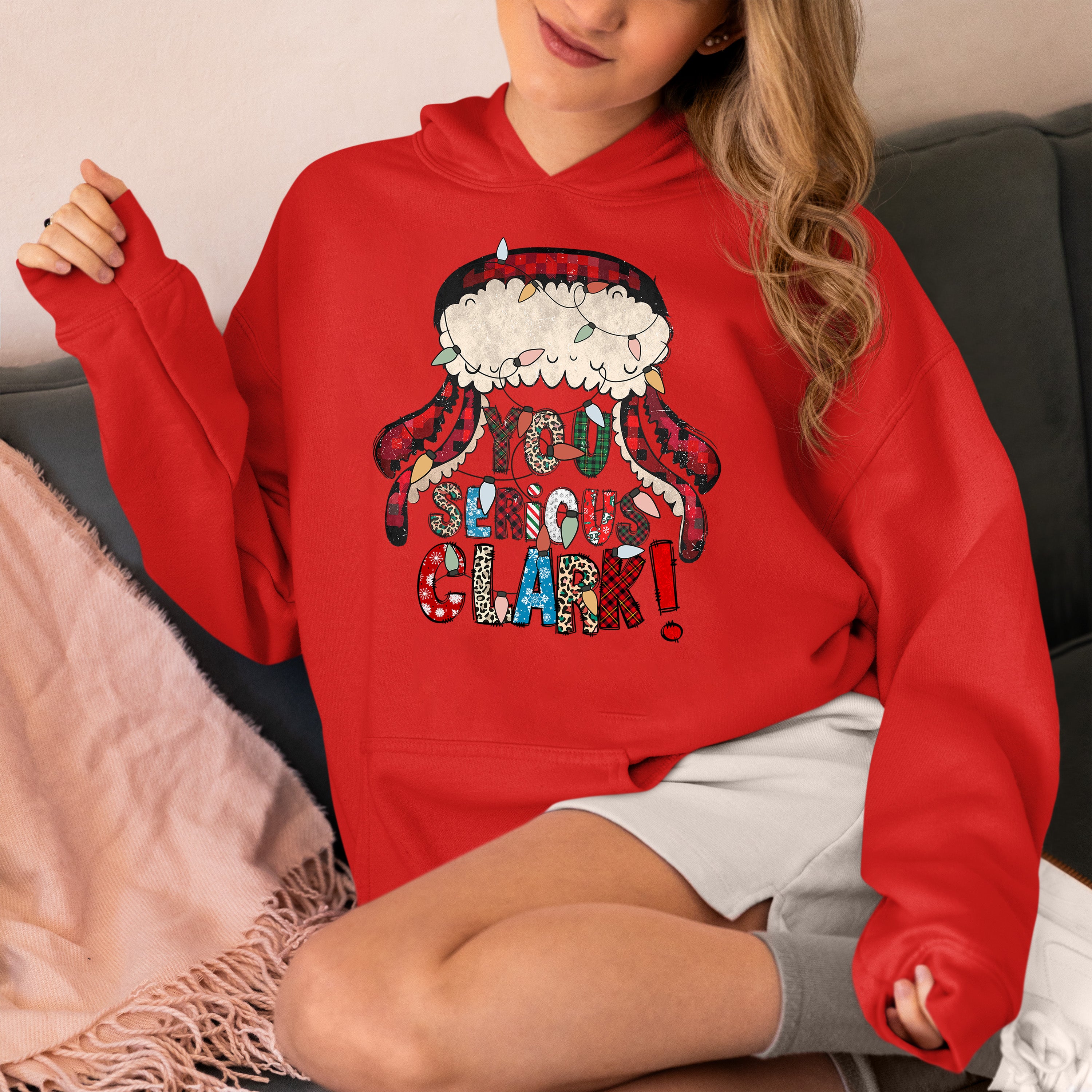 Whimsical Christmas motif for festive crafting, cozy holiday pattern, yuletide inspiration, handmade vibe, cheerful seasonal element Hoodie