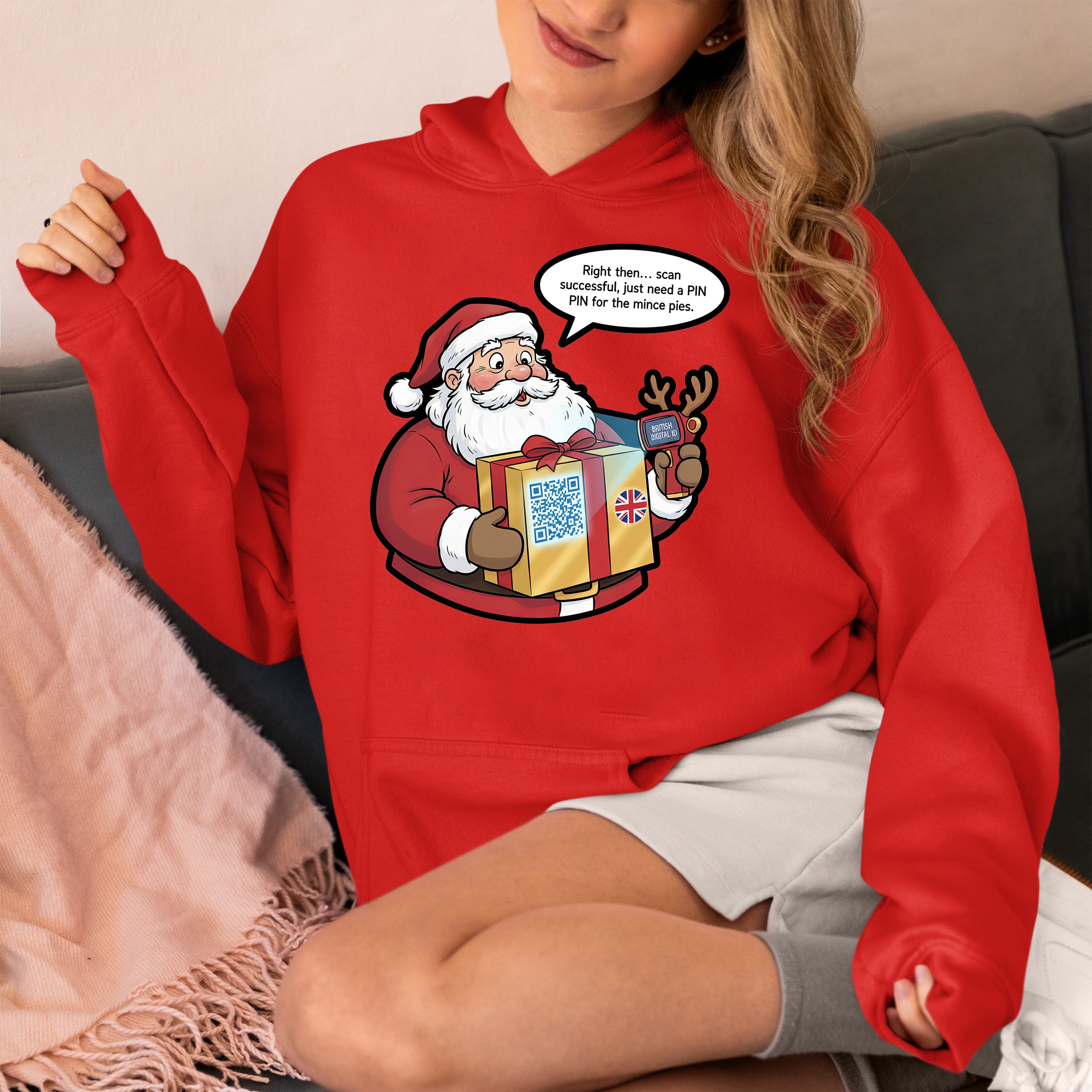 UK Digital ID Santa - Festive Christmas Security Badge Template for Online Use Hoodie