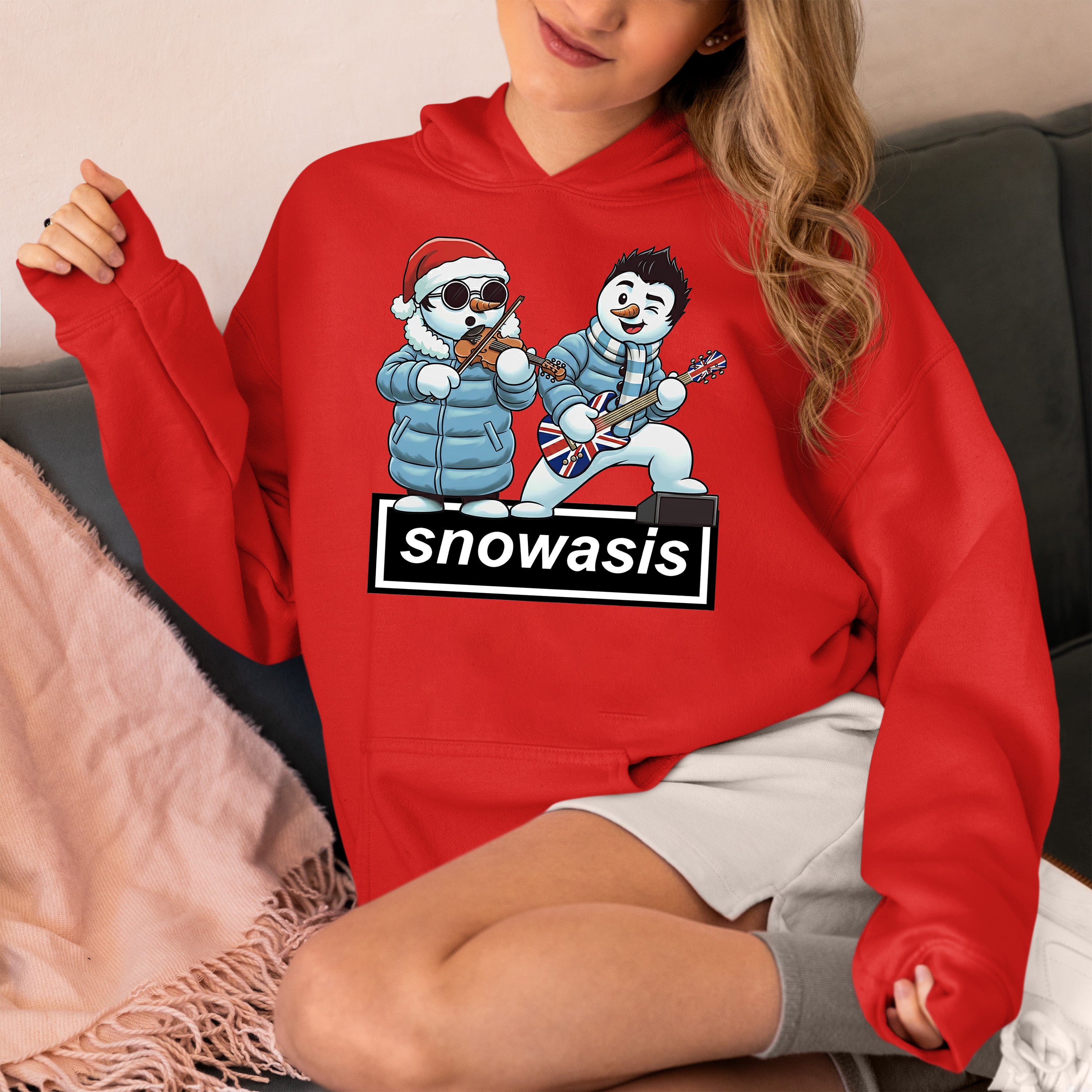 Snowasis Violin Gutar Winking Christmas Charm - Festive Music Gift Hoodie