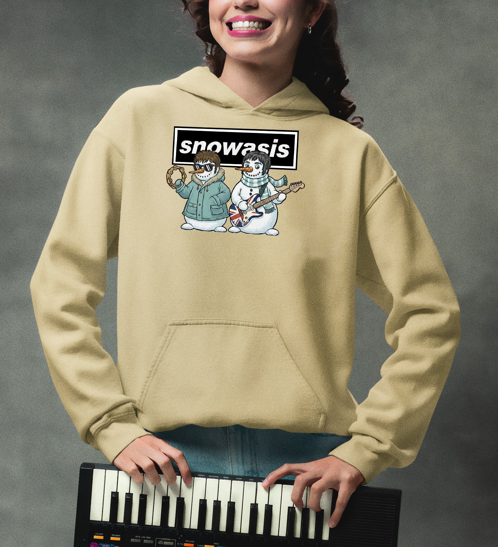 Snowasis Snowmen Guitar Christmas Keepsake - Handmade Whimsical Holiday Sculpture Gift Idea Hoodie