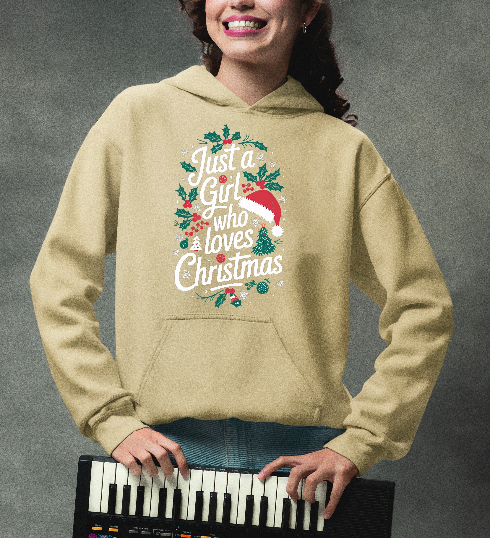 Just a Girl Who Loves Christmas - Festive, Cozy Christmas Theme for Her - Holiday Cheer Keepsake Accessory Hoodie