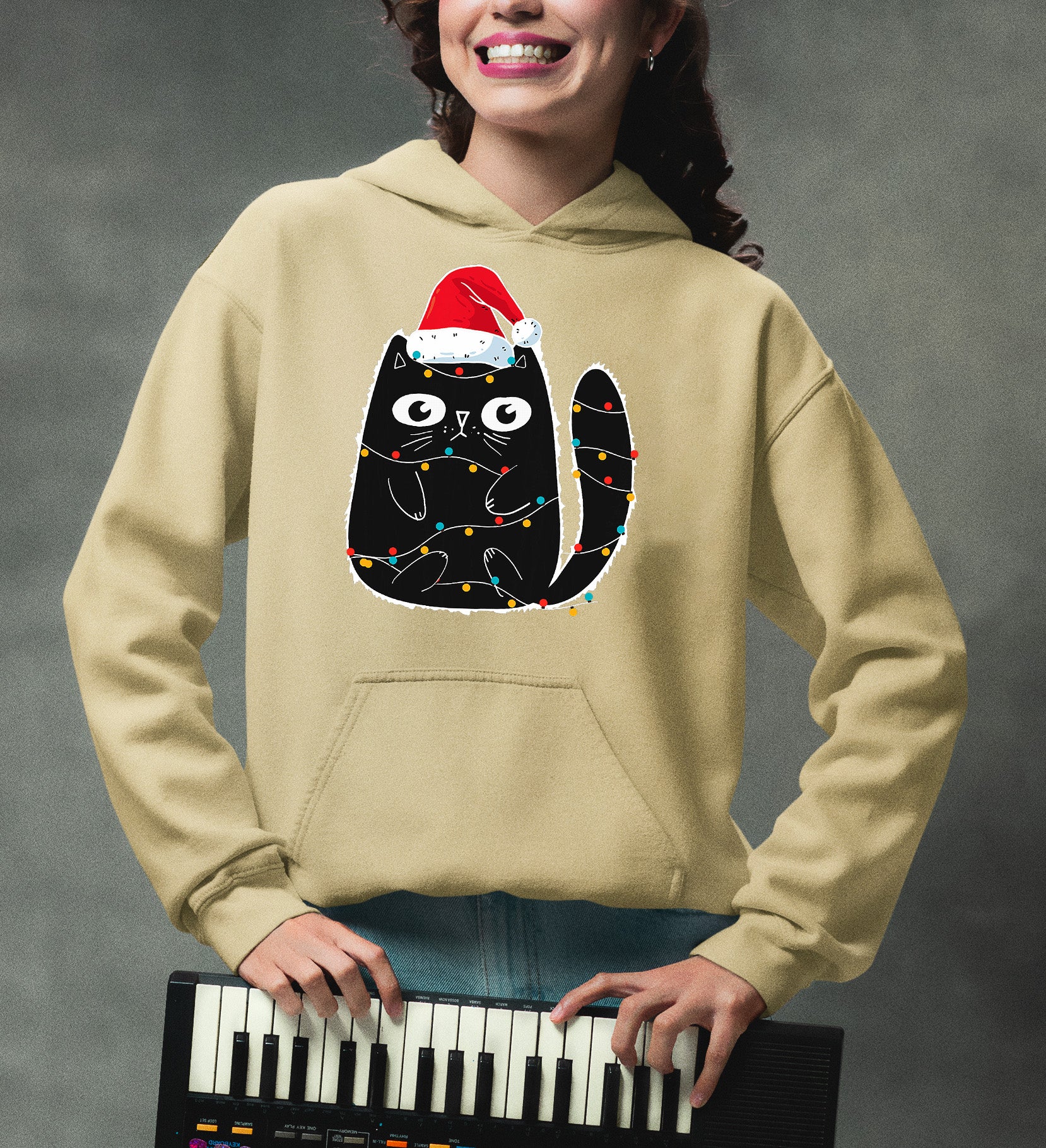 Cute Cat in Santa Hat - Christmas Feline Themed Gift for Holidays Hoodie