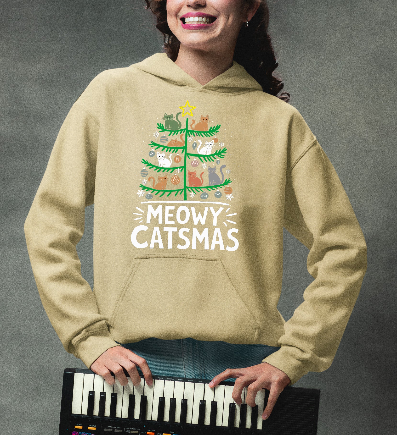 Meowy Catmas Tree - Festive Christmas Gift for Cat Lovers, Holiday Keepsake Hoodie