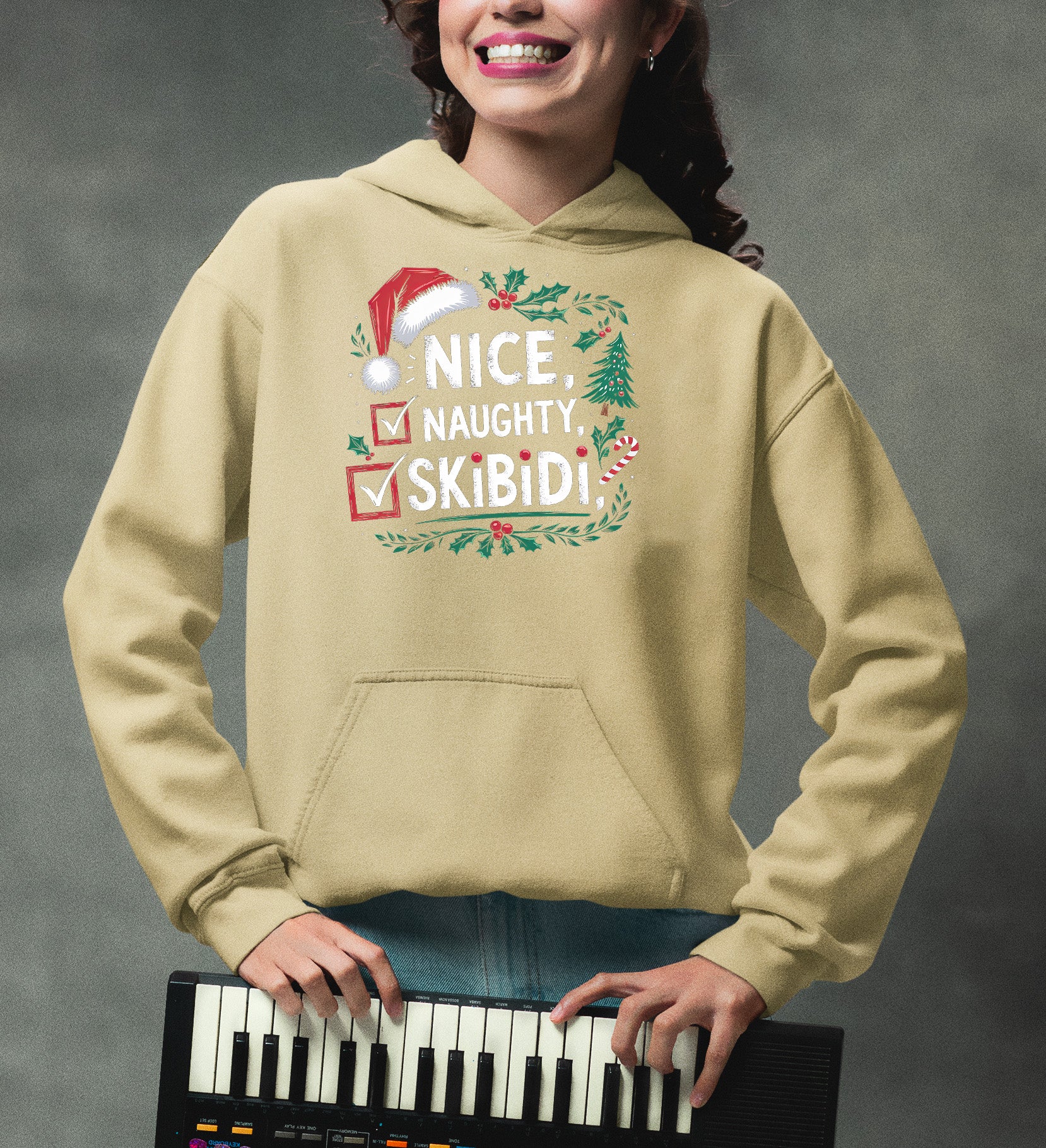 Christmas Naughty or Nice Keepsake | Festive Holiday Charm for Season’s Cheer, Skibidi Inspired Fun Gift Idea Hoodie