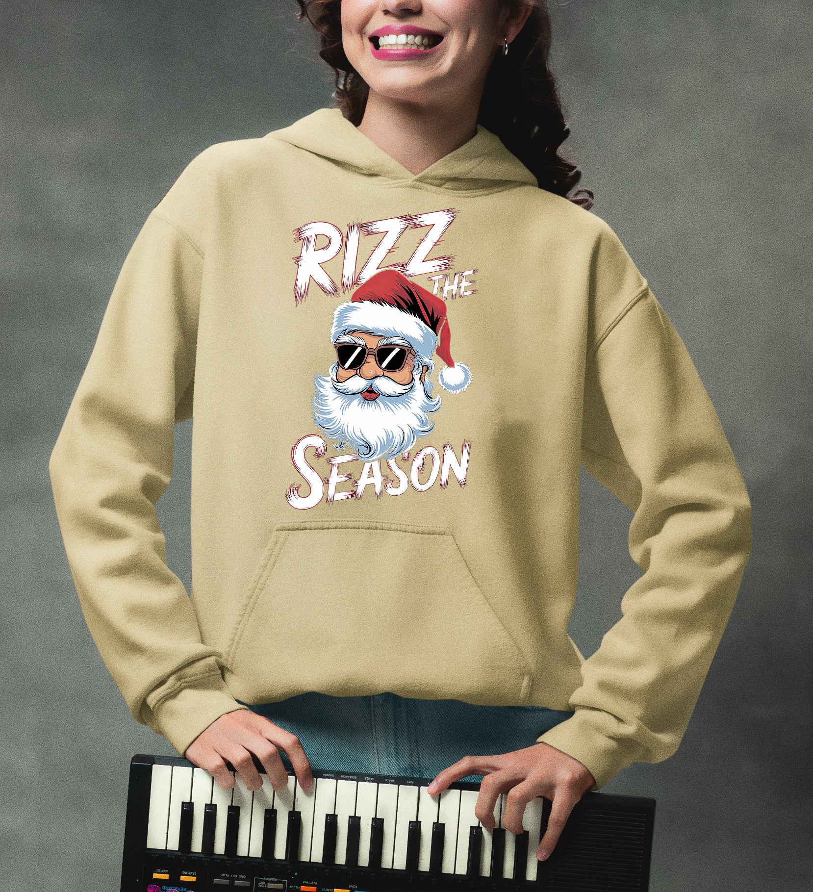 Rizz the Seasonn Santa Sunglasses – Christmas Santa Glasses, Funny Holiday Fashion Accessory, Festive Seasonal Gift Idea, Cozy Cheer Hoodie