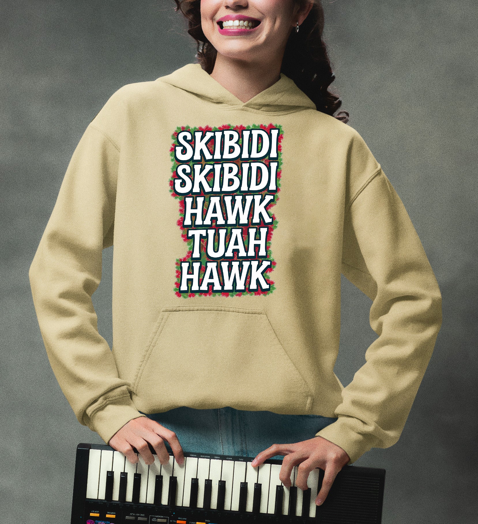 Christmas Skibidi Skibidi Hawk Tuah Hawk Art - Festive Holiday Scene for Gifts, Unique Cheer, Seasonal Pixel Masterpiece Hoodie