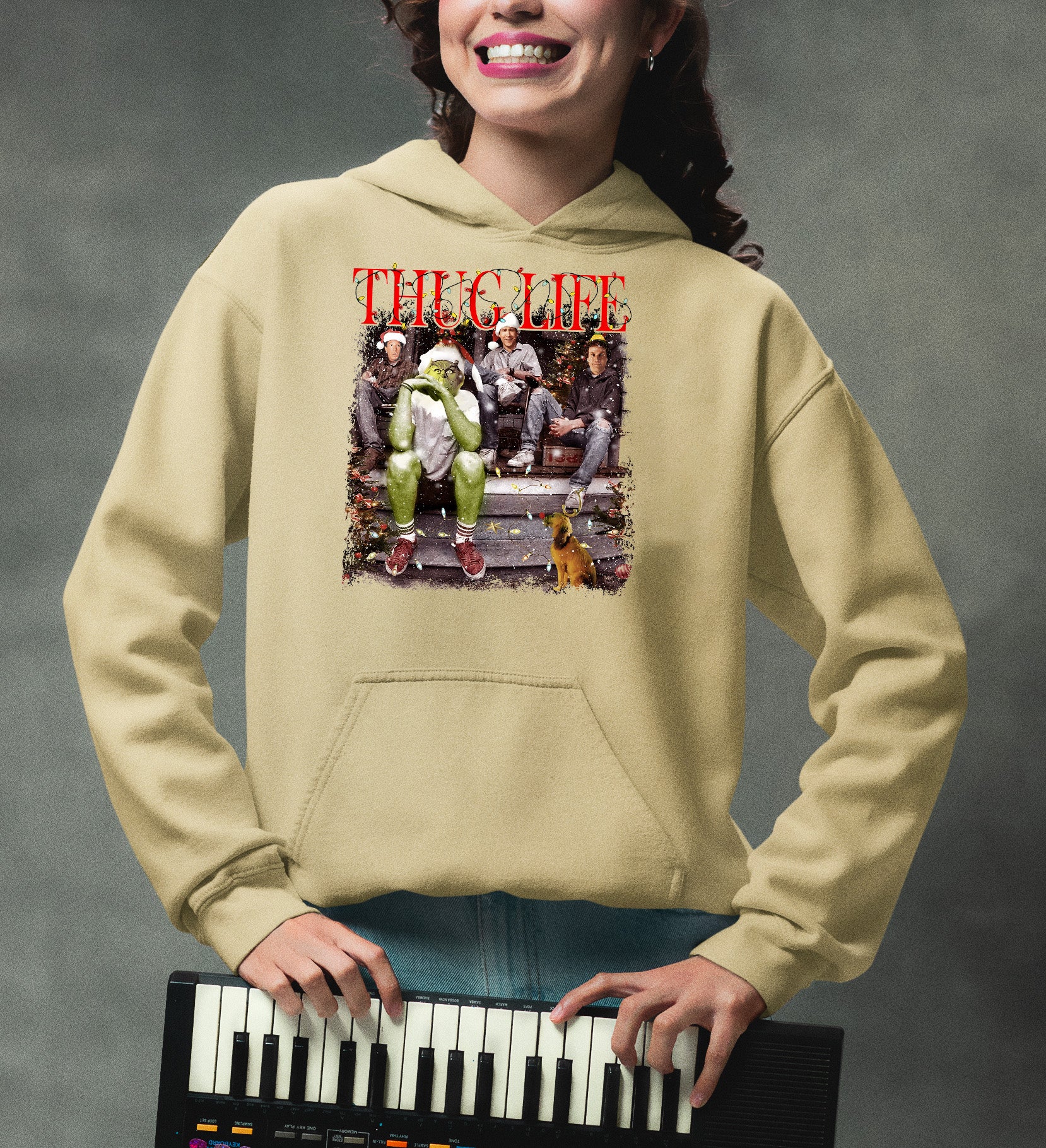 Christmas Thug Life House - Handmade Holiday Home Accent, Rustic Festive Gift Idea for Fans, Unique Xmas Keepsake Hoodie