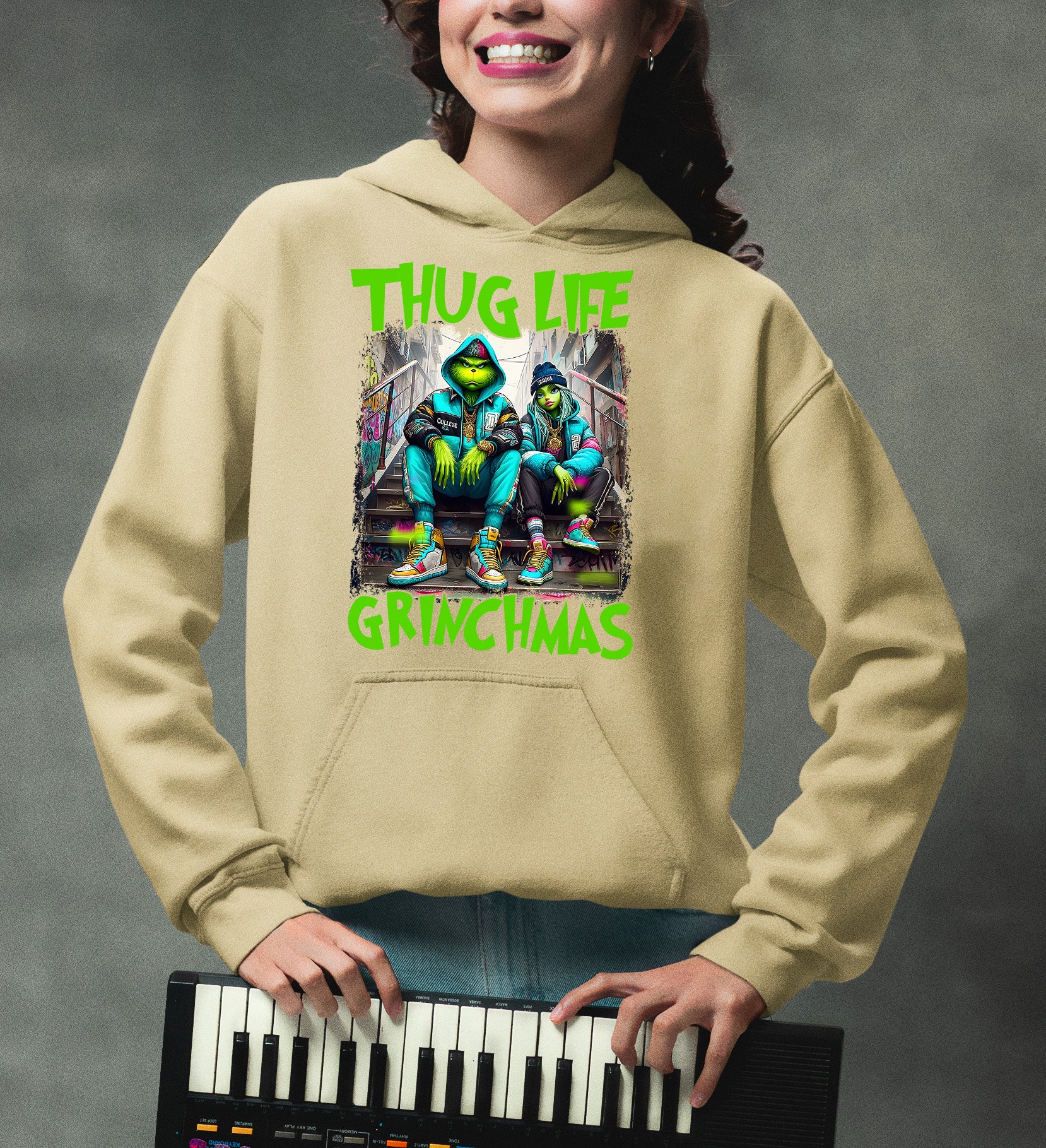 Thug Life Grinchmas | Christmas Meme Graphics for Holiday Crafts and Gifts | Grinch Humor Theme Hoodie