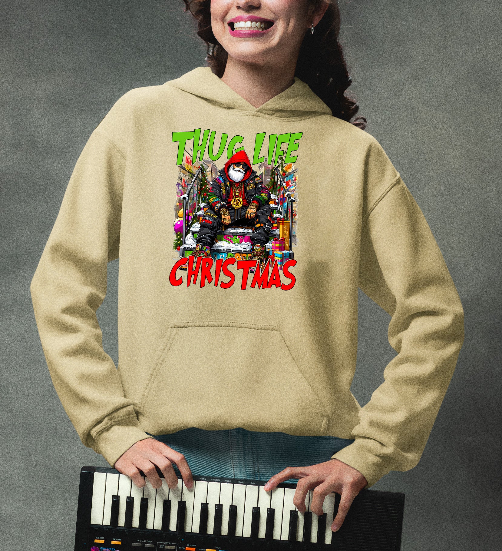 Thug Santa Christmas Theme | Bold Santa Claus Attitude Xmas Holiday Concept Hoodie