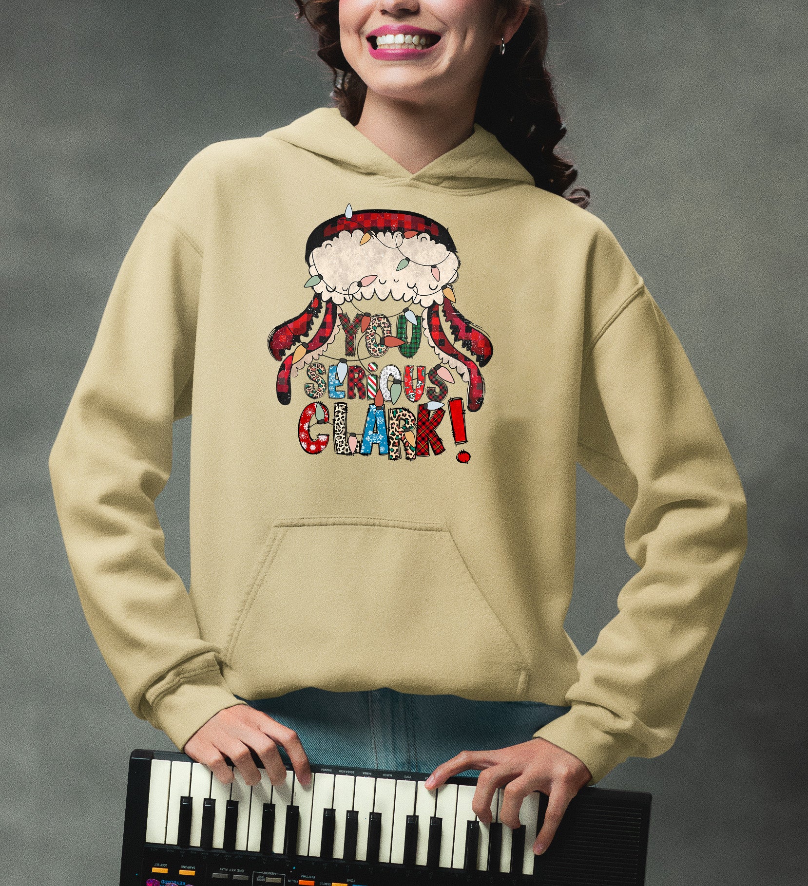 Whimsical Christmas motif for festive crafting, cozy holiday pattern, yuletide inspiration, handmade vibe, cheerful seasonal element Hoodie