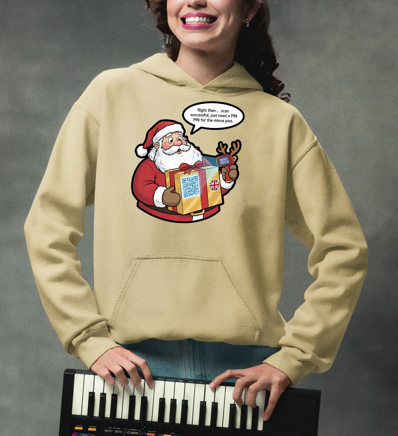 UK Digital ID Santa - Festive Christmas Security Badge Template for Online Use Hoodie