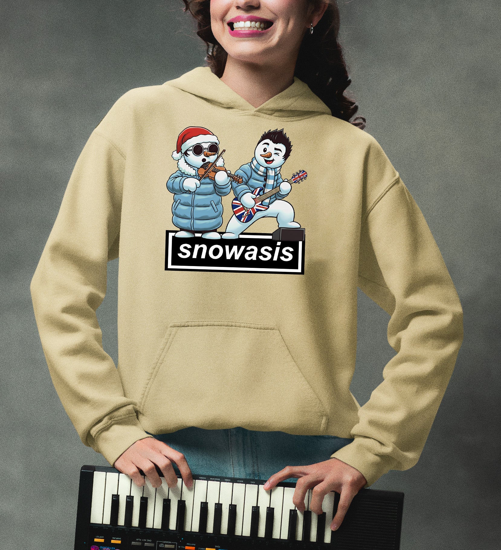 Snowasis Violin Gutar Winking Christmas Charm - Festive Music Gift Hoodie