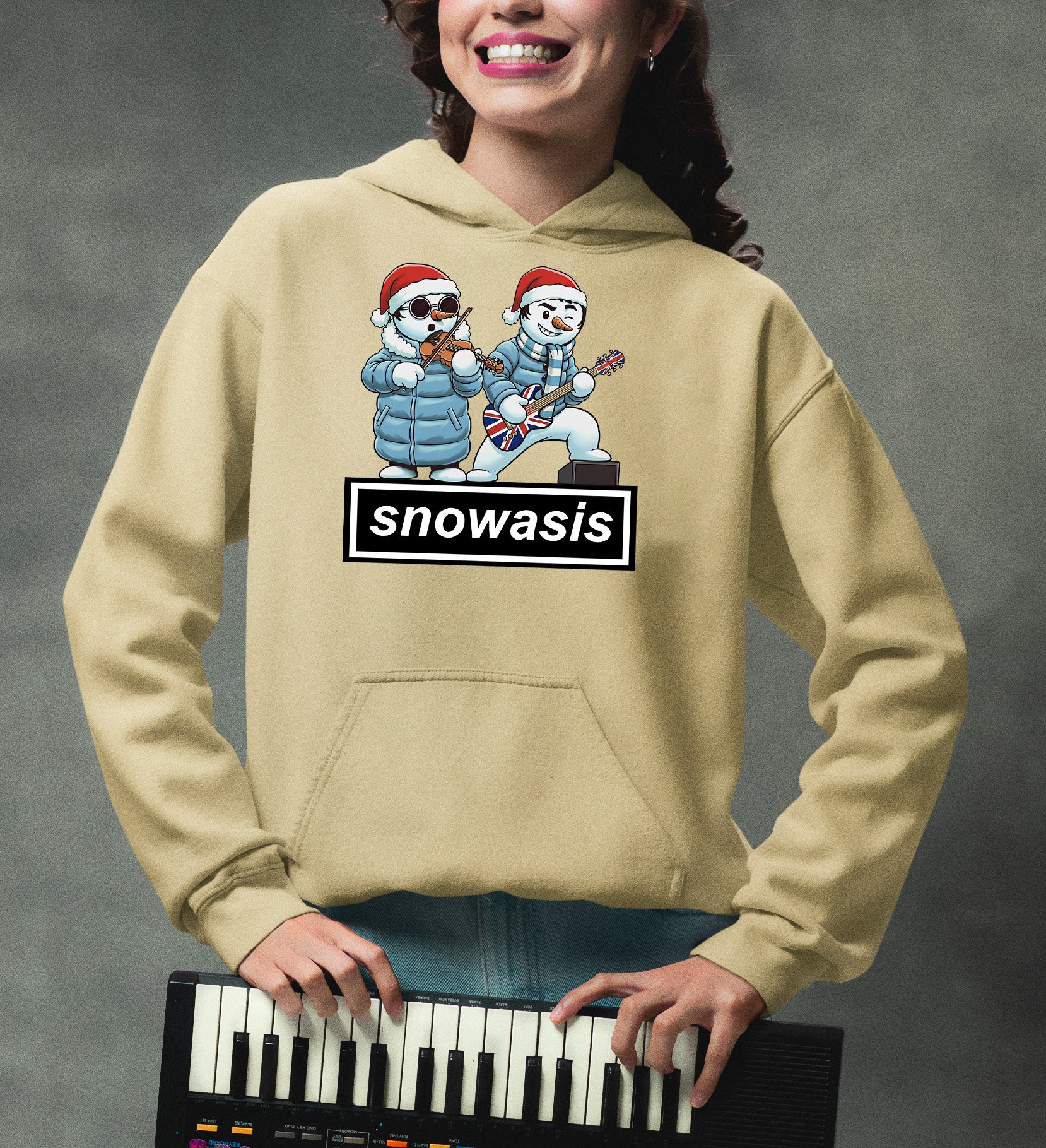 Snowasis Guitar and Violin Christmas Theme - Festive Gift for Music Lovers, Holiday Cheer, Unique Seasonal Accessory Hoodie