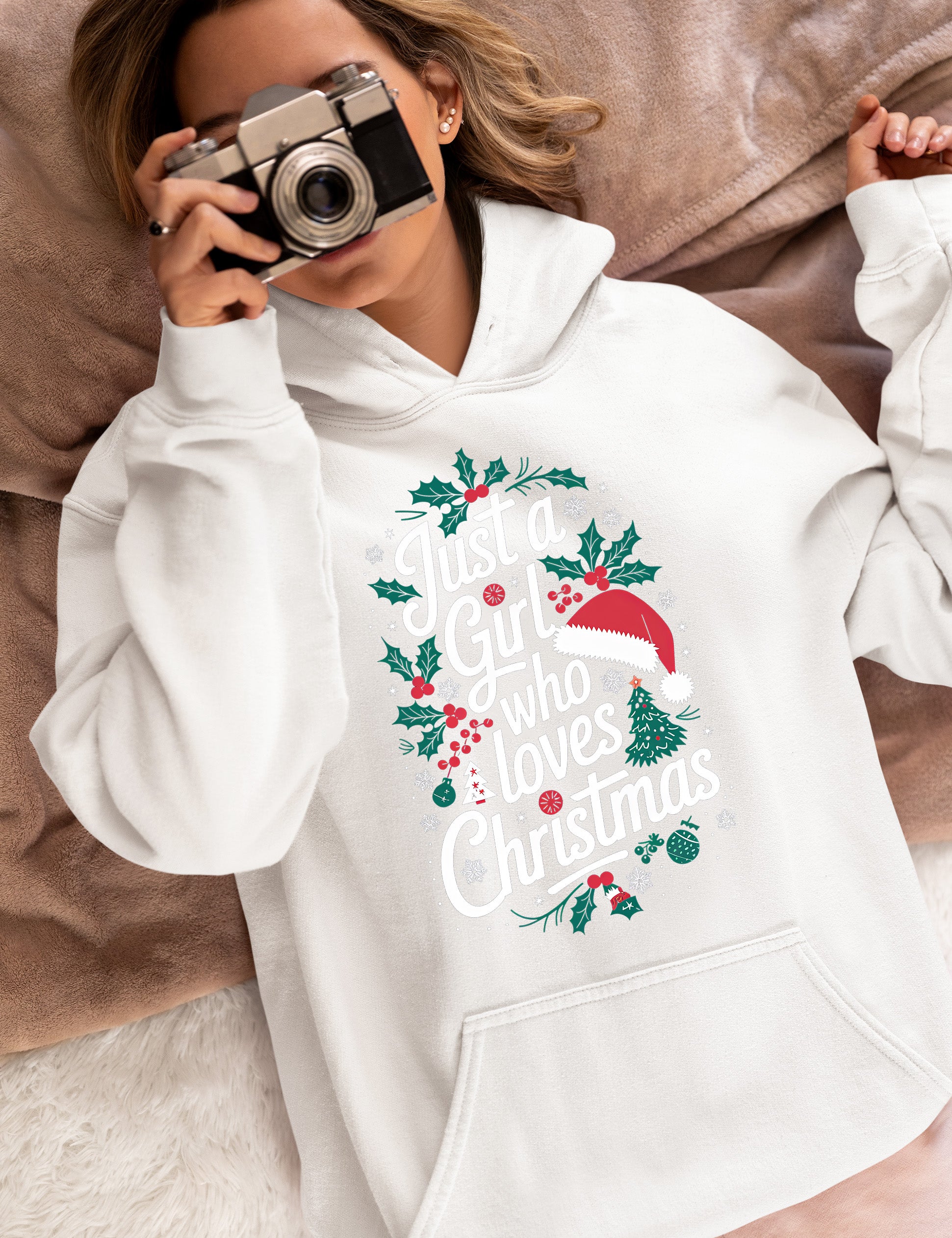 Just a Girl Who Loves Christmas - Festive, Cozy Christmas Theme for Her - Holiday Cheer Keepsake Accessory Hoodie