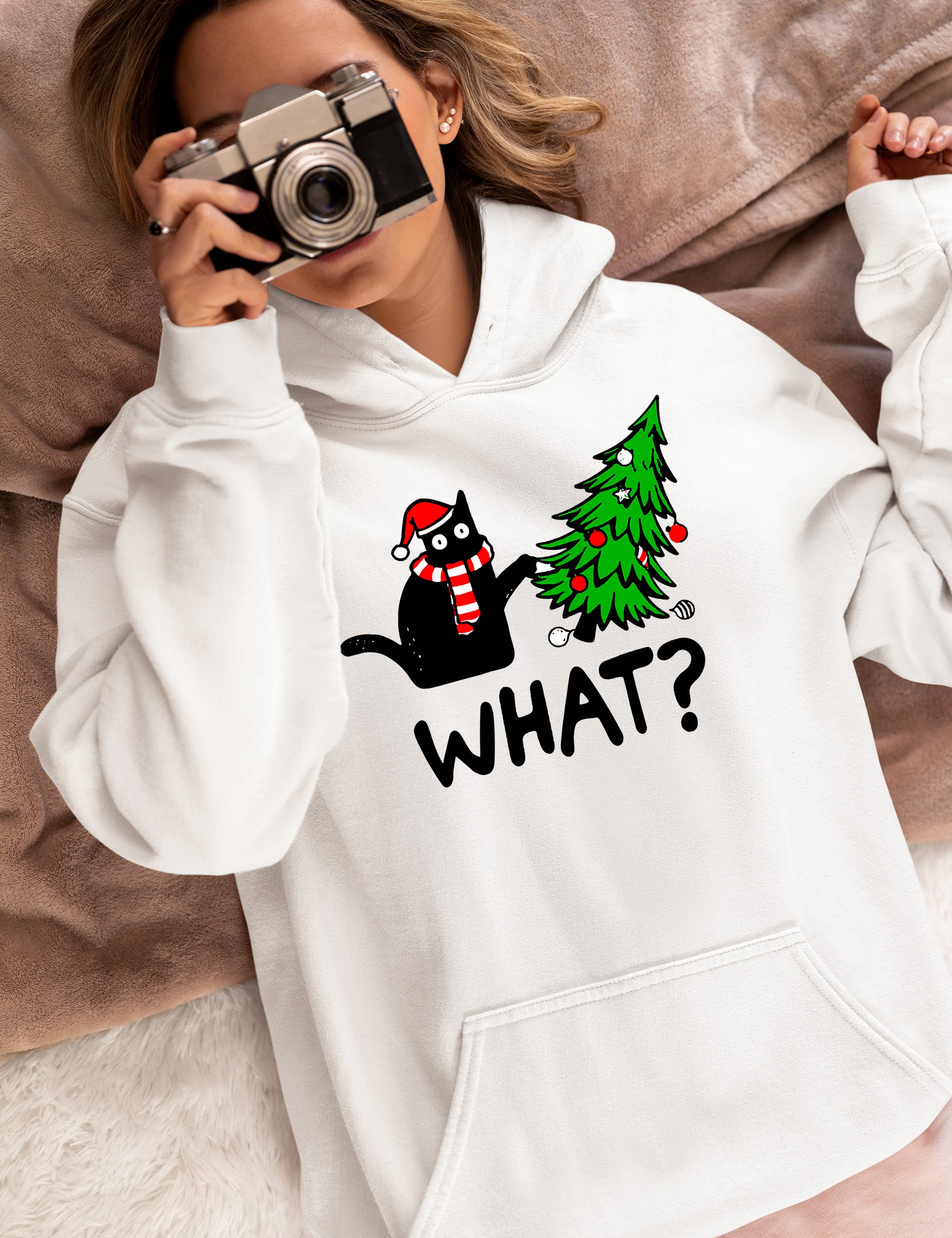 What Cat Says at Christmas - Funny Kitty Gift for Cat Lovers, Holiday Humor, Whiskers & Paws, Cozy Christmas Cheer Hoodie