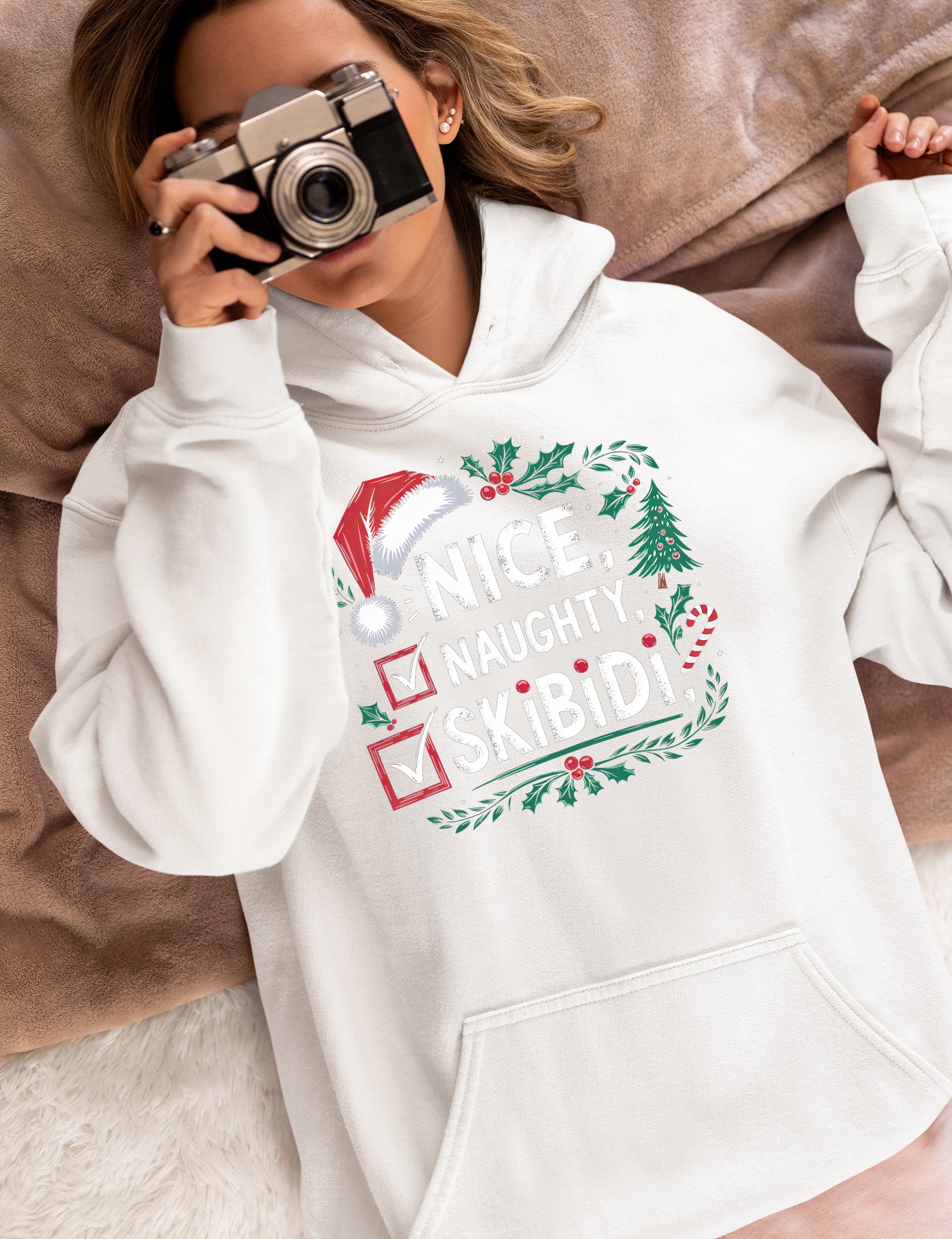 Christmas Naughty or Nice Keepsake | Festive Holiday Charm for Season’s Cheer, Skibidi Inspired Fun Gift Idea Hoodie