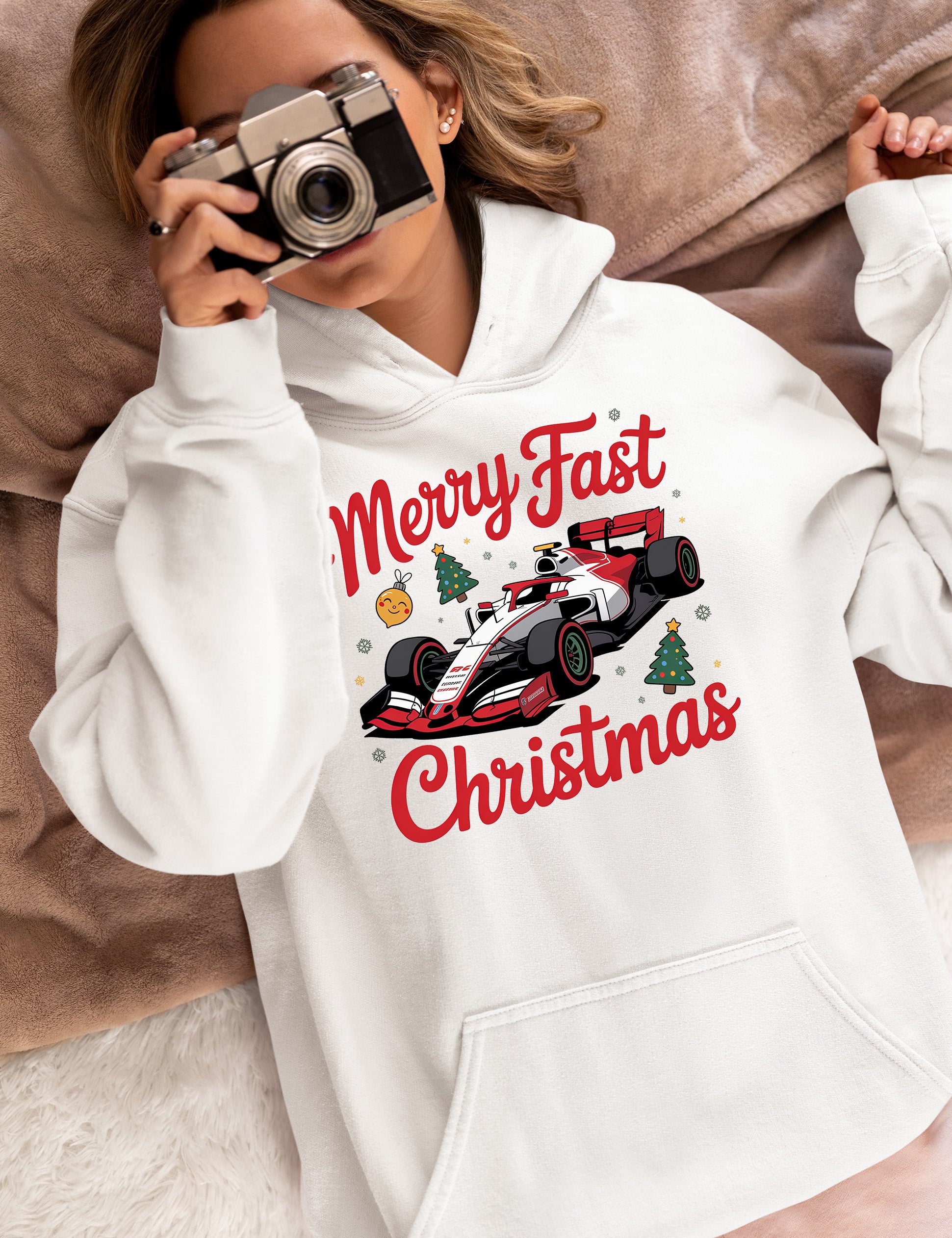 Merry Fast Christmas - Festive Holiday Theme for Winter Wear, Cozy Red & Green Vibes, Seasonal Gift Idea Hoodie