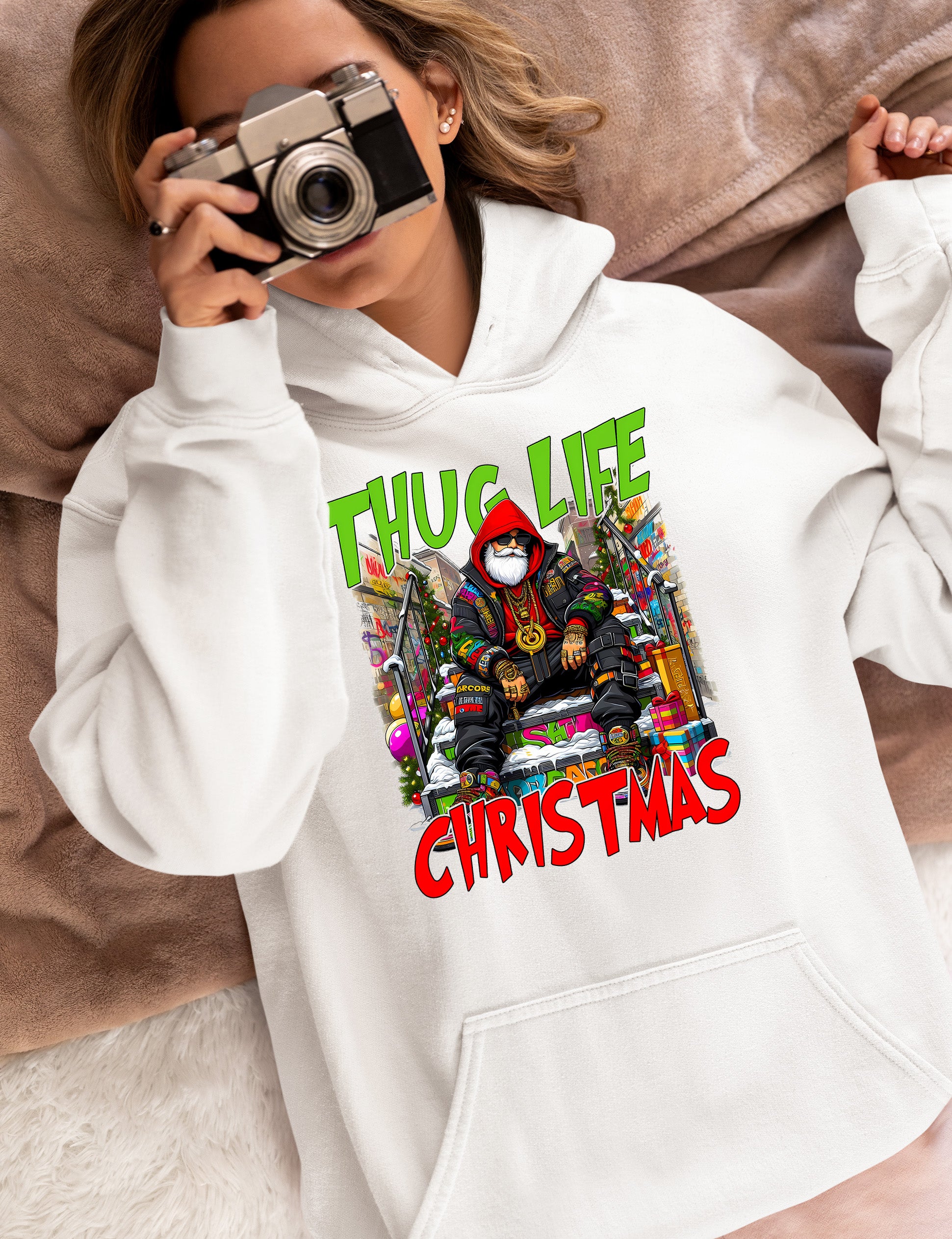 Thug Santa Christmas Theme | Bold Santa Claus Attitude Xmas Holiday Concept Hoodie