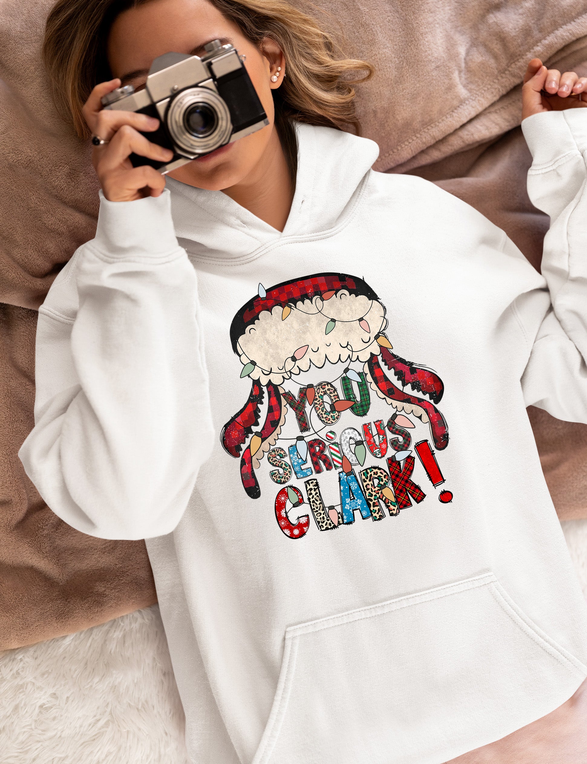 Whimsical Christmas motif for festive crafting, cozy holiday pattern, yuletide inspiration, handmade vibe, cheerful seasonal element Hoodie