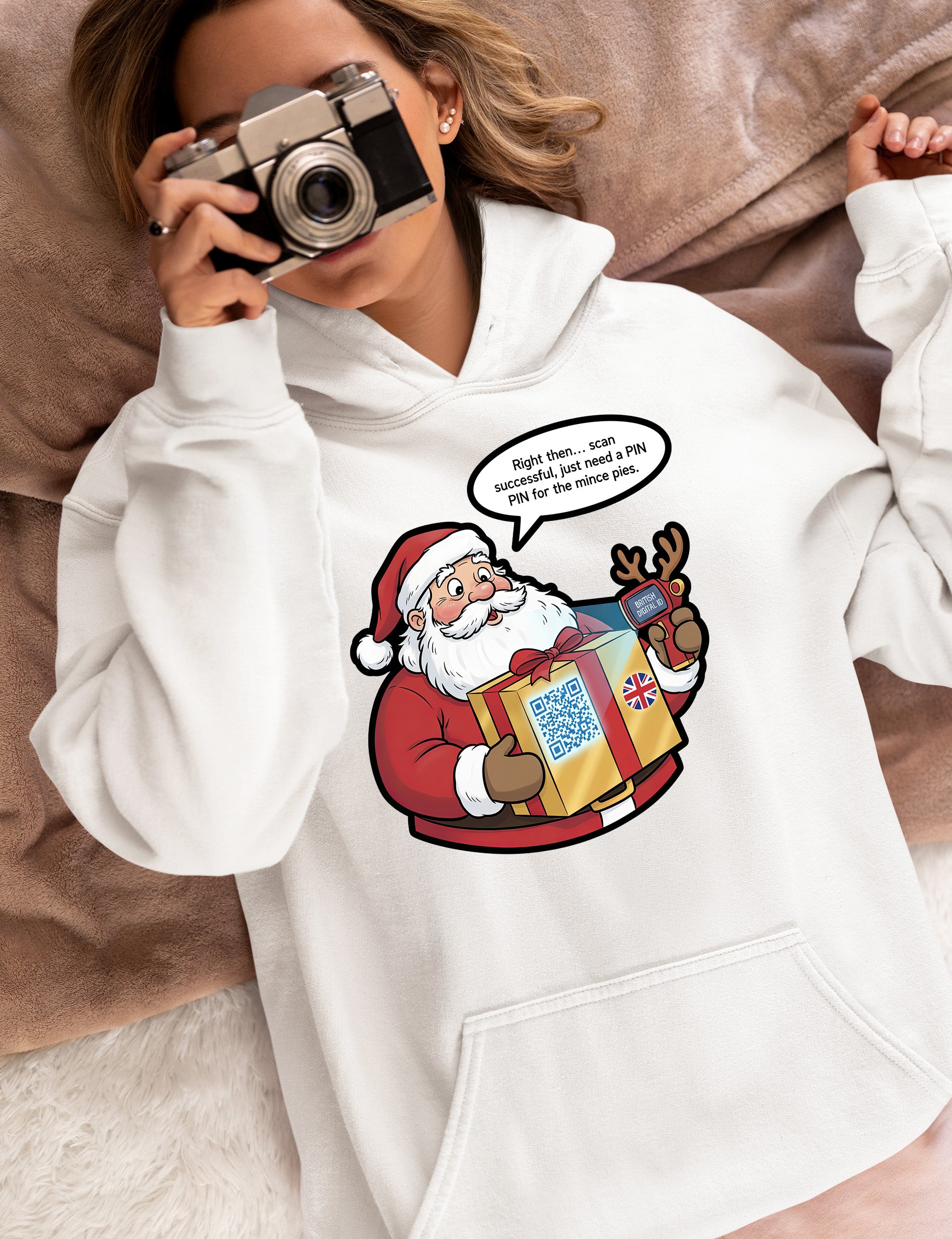 UK Digital ID Santa - Festive Christmas Security Badge Template for Online Use Hoodie