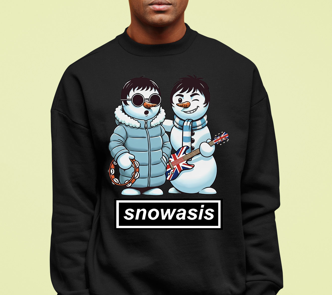 Snowasis Snowmen Guitar Christmas Charm - Whimsical Holiday Keepsake Sweatshirt