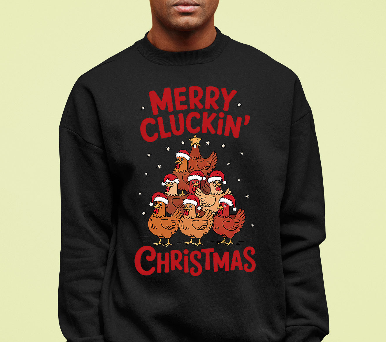 Merry Cluckin Christmas - Funny Chicken Holiday Gift for Bird Lovers - Festive Seasonal Humor & Cute Poultry Theme Sweatshirt