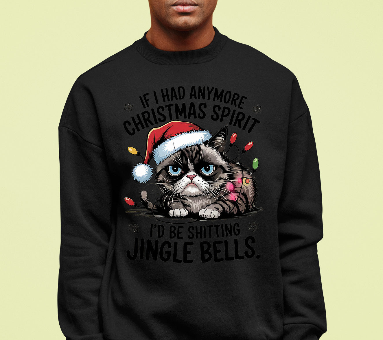 Christmas Spirit Cat Jingle Bells Gift for Cat Lovers, Festive Holiday Cheer Sweatshirt