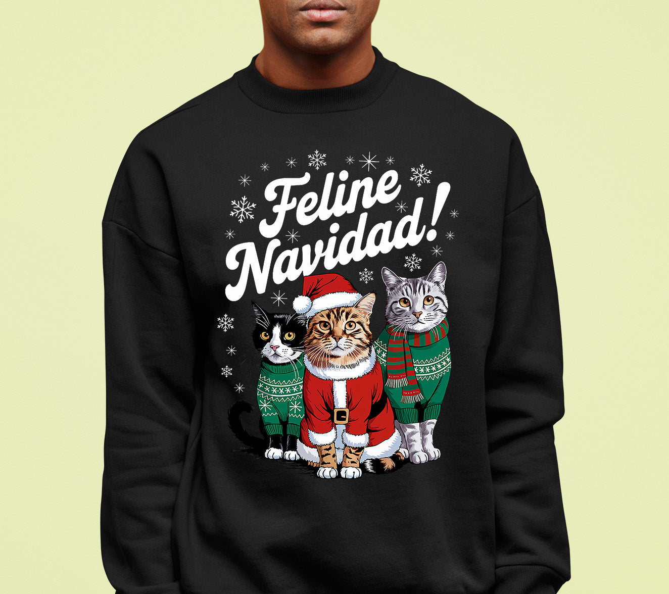 Cat Snowflakes Christmas Theme - Festive Holiday Cat Artwork for Season Sweatshirt