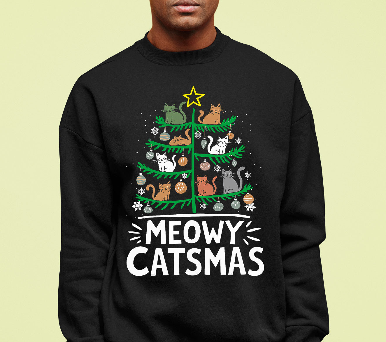 Meowy Catmas Tree - Festive Christmas Gift for Cat Lovers, Holiday Keepsake Sweatshirt