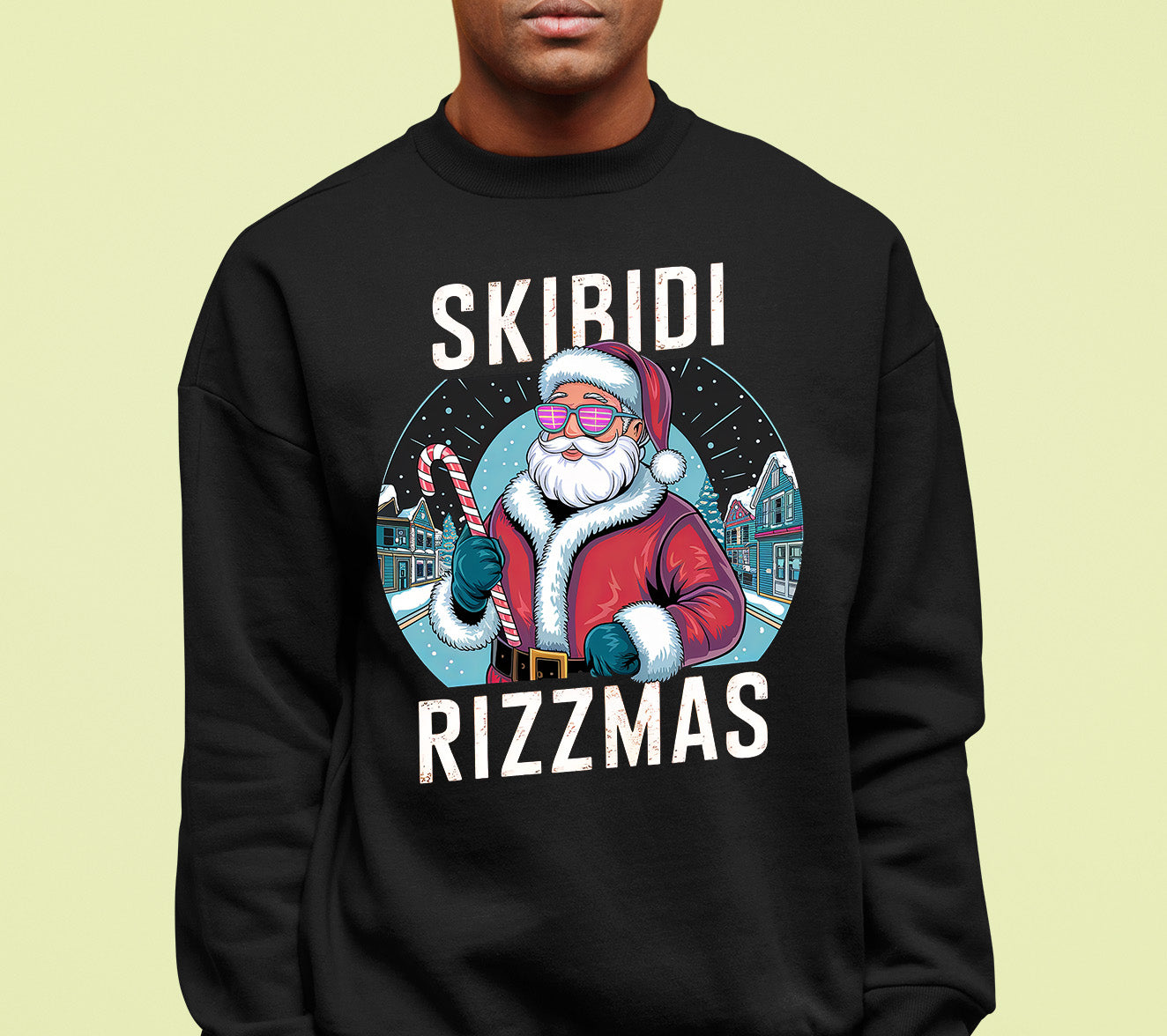 Skibidi Rizzman Santa Christmas Edition - Hilarious Pop Culture Gift Idea for Holidays, Festive Cheer Sweatshirt