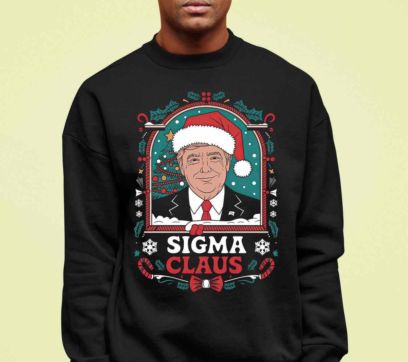 Sigma Claus Trump Christmas Charm, Holiday Satire Gift for Adults, Festive Political Humor Keepsake Sweatshirt